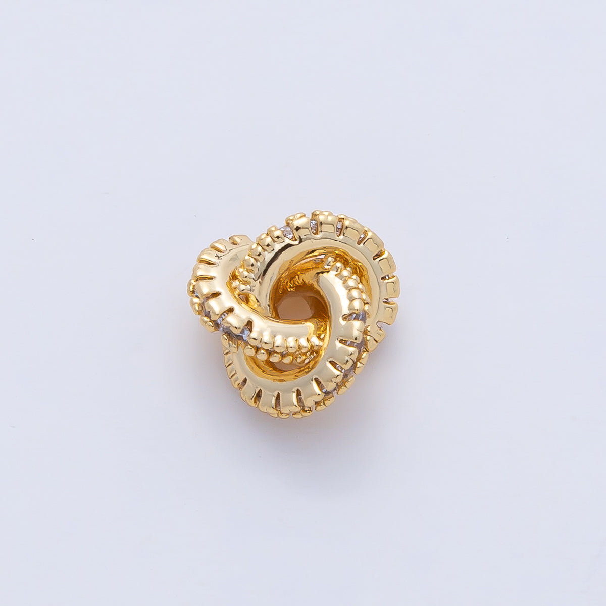 18K Gold Filled 8.5mm Triple Micro Paved CZ Rondelle Knot Bead | B523