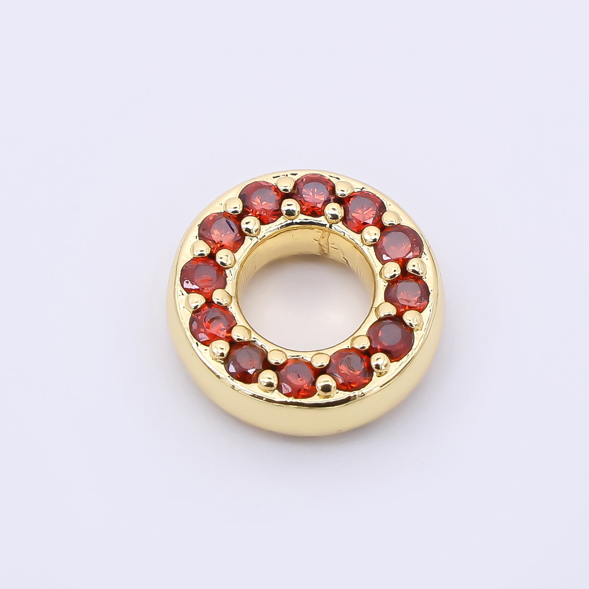 24K Gold Filled 9mm Birthstone Micro Paved CZ Open Round Bead in Gold & Silver | B592 - B815