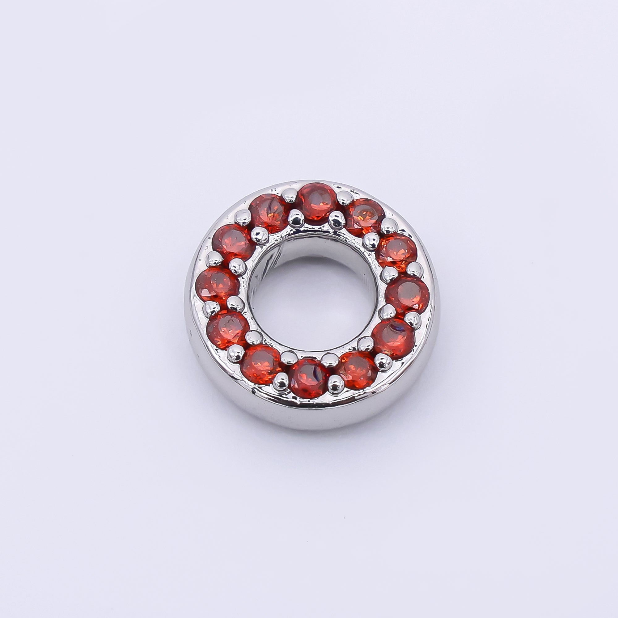 24K Gold Filled 9mm Birthstone Micro Paved CZ Open Round Bead in Gold & Silver | B592 - B815