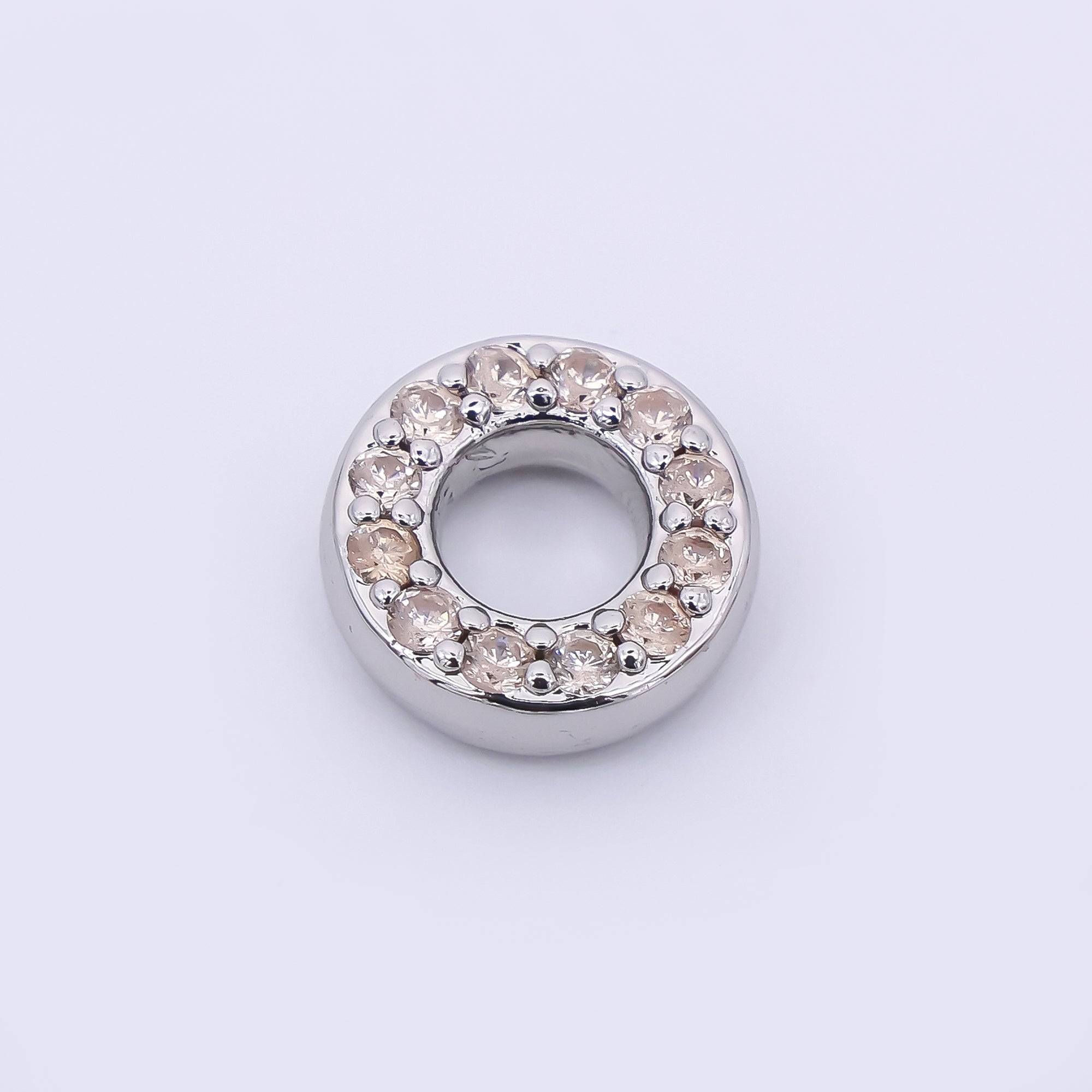 24K Gold Filled 9mm Birthstone Micro Paved CZ Open Round Bead in Gold & Silver | B592 - B815