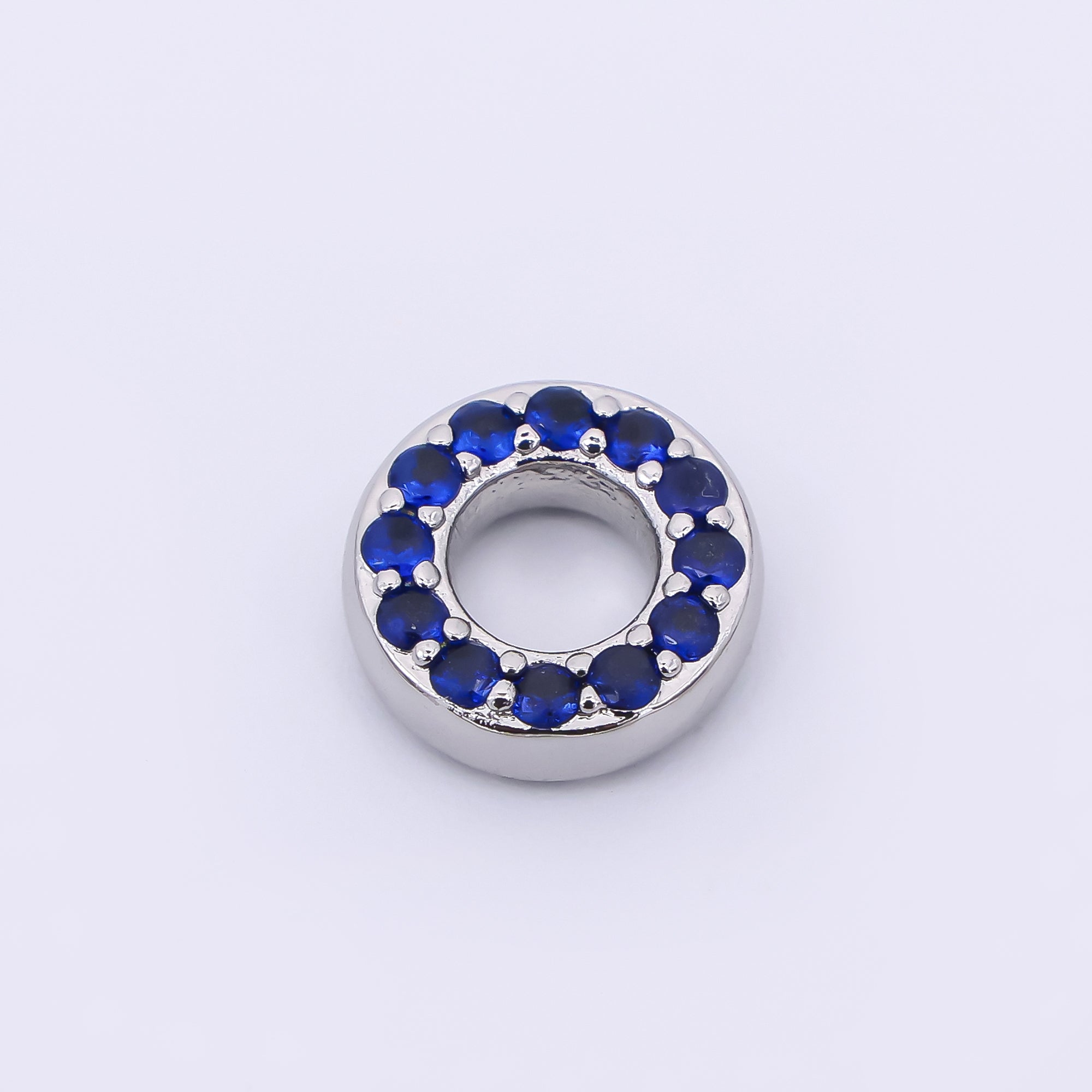 24K Gold Filled 9mm Birthstone Micro Paved CZ Open Round Bead in Gold & Silver | B592 - B815