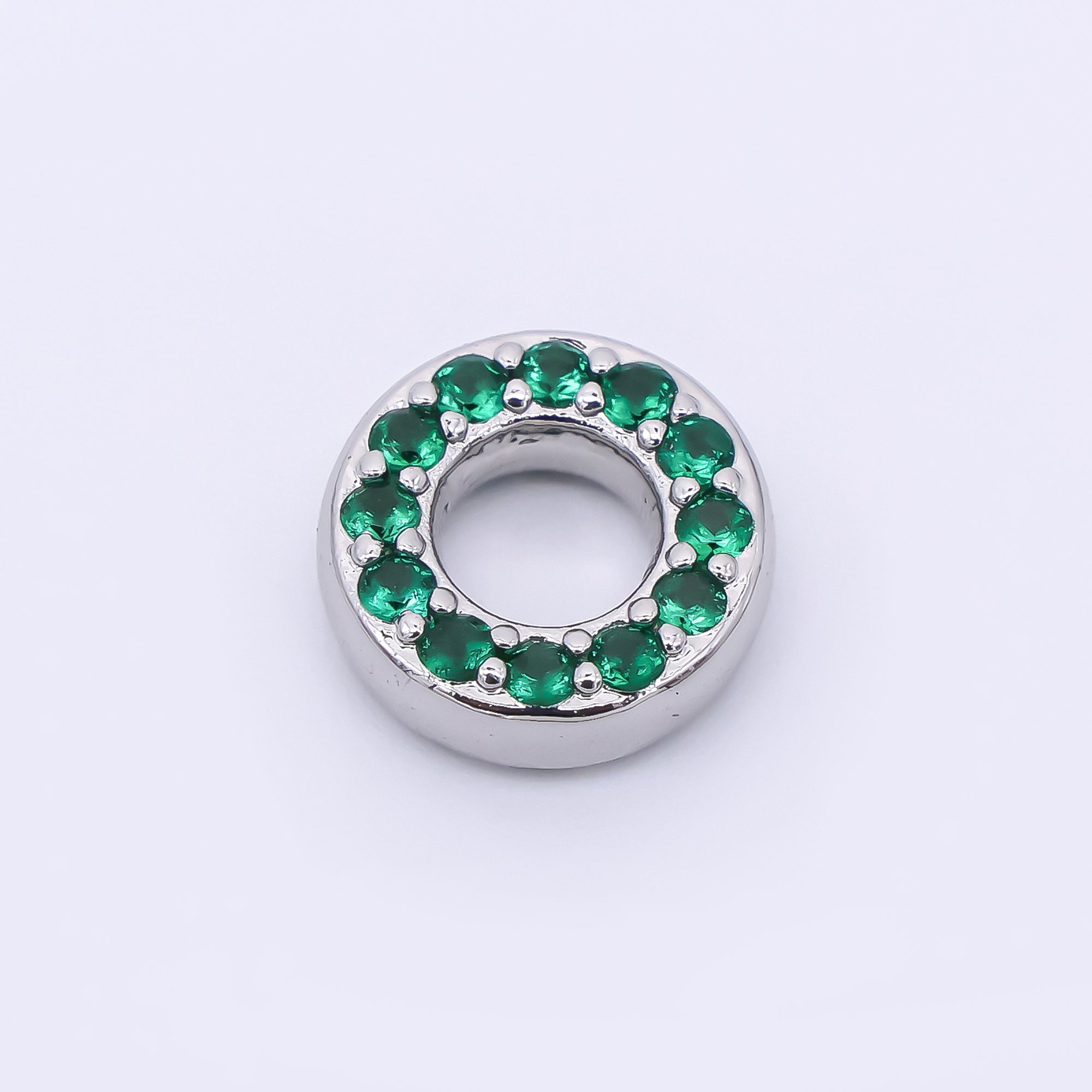 24K Gold Filled 9mm Birthstone Micro Paved CZ Open Round Bead in Gold & Silver | B592 - B815