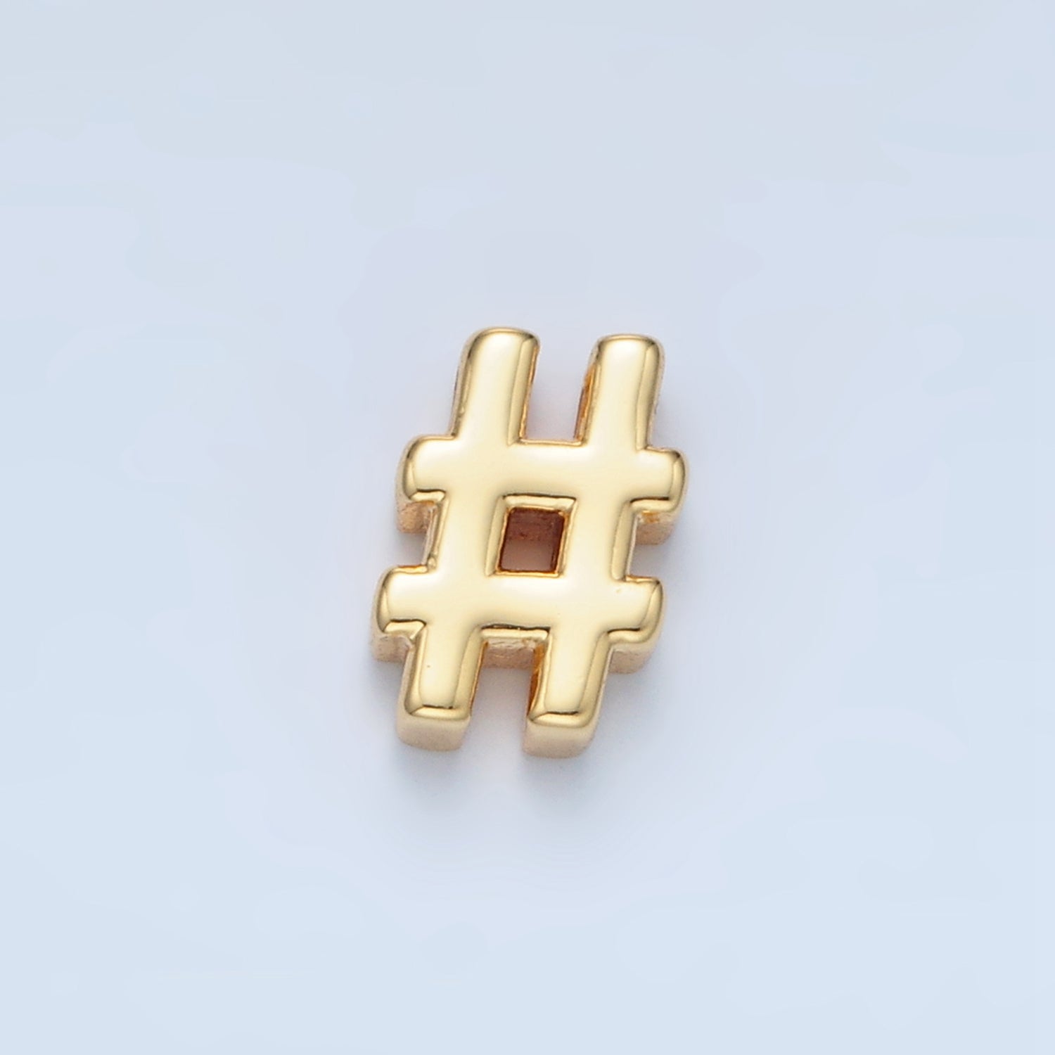 24K Gold Filled 10mm "#" Number Sign Minimalist Bead in Gold & Silver | B909