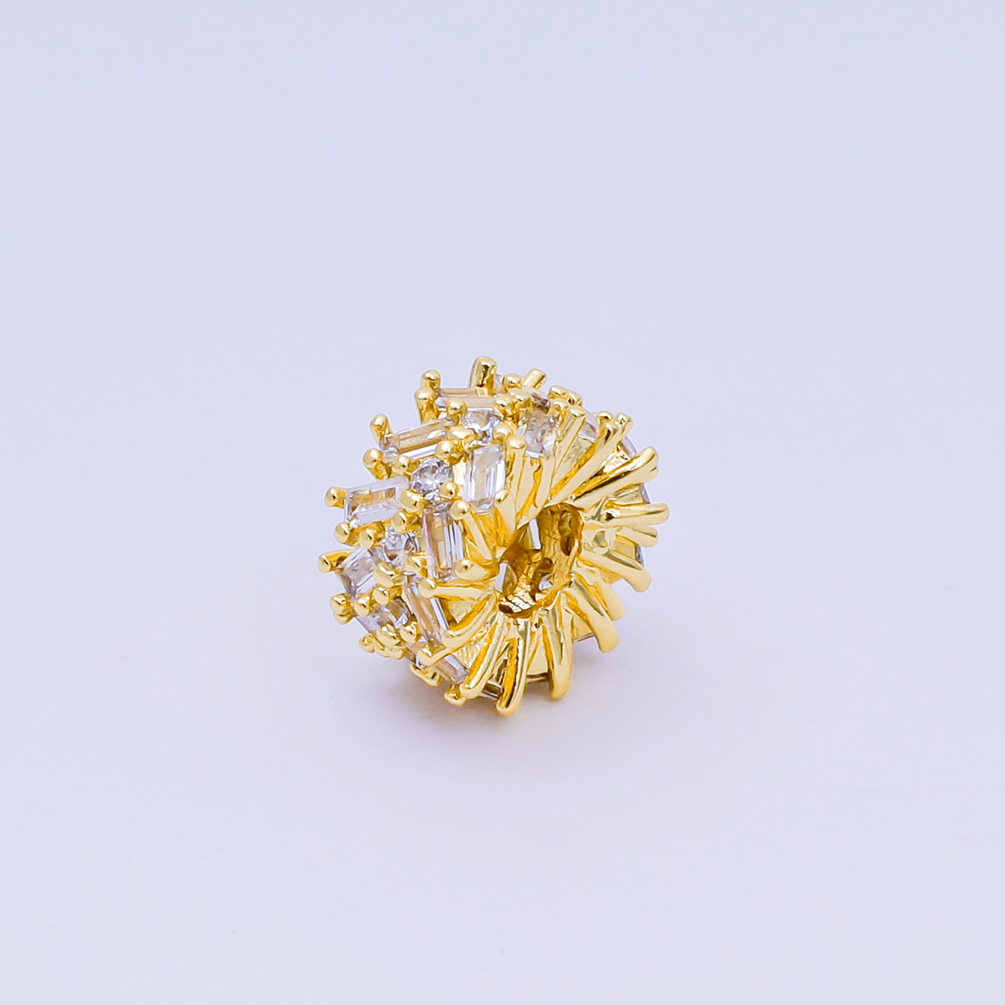 24K Gold Filled Micro Paved CZ Round Wheeler Donut Bead Spacer | B-919