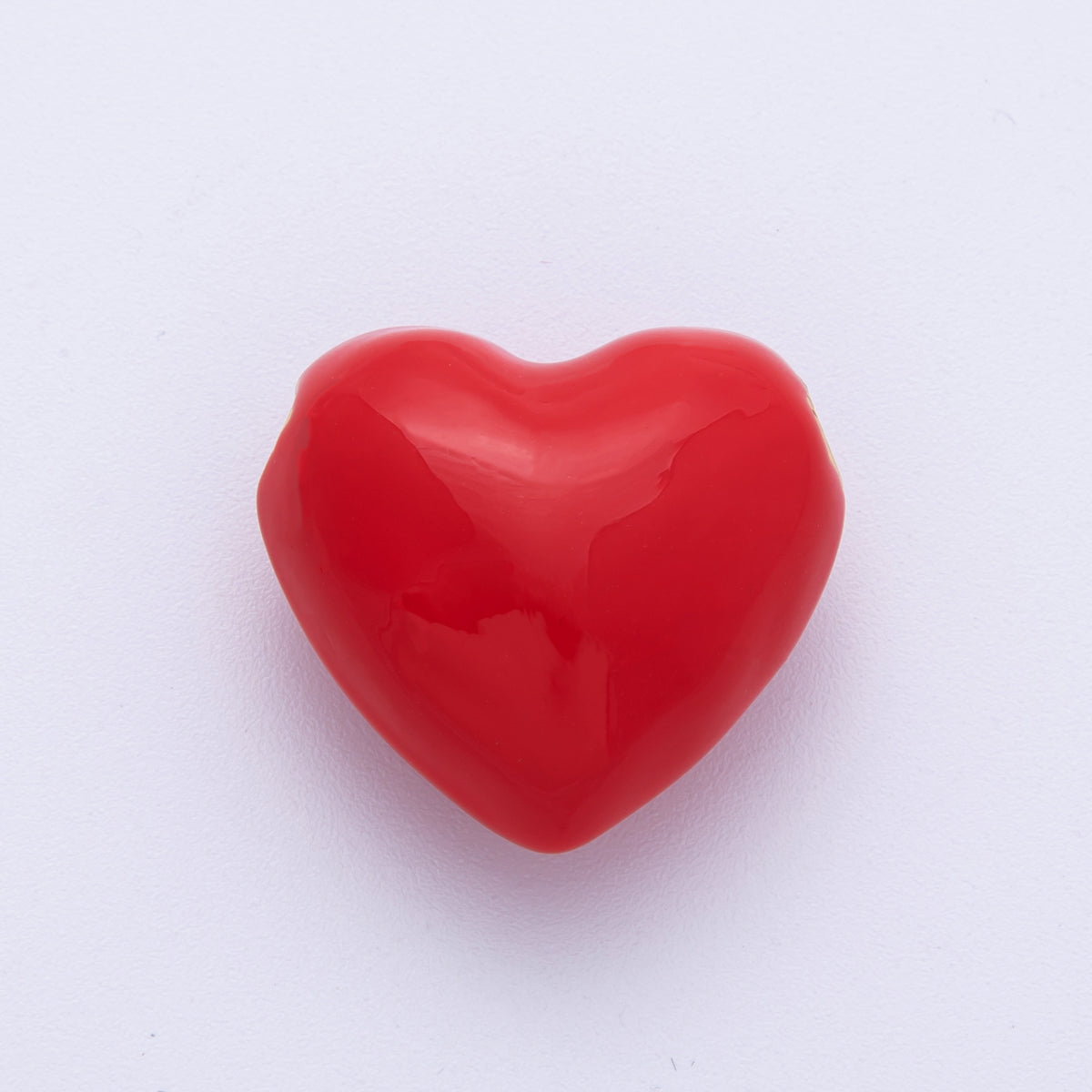 16K Gold Filled 24mm Red Enamel Chubby Heart 3D Multidimensional Bead | Beads-00021