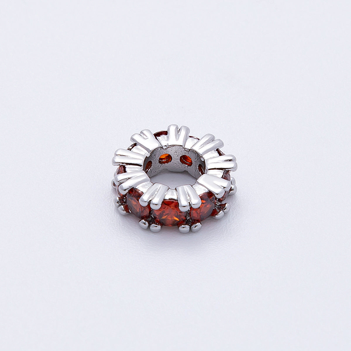 11mm Birthstone Micro Paved CZ Personalized Rondelle Spacer Set | Beads-00051 ~ Beads-00063