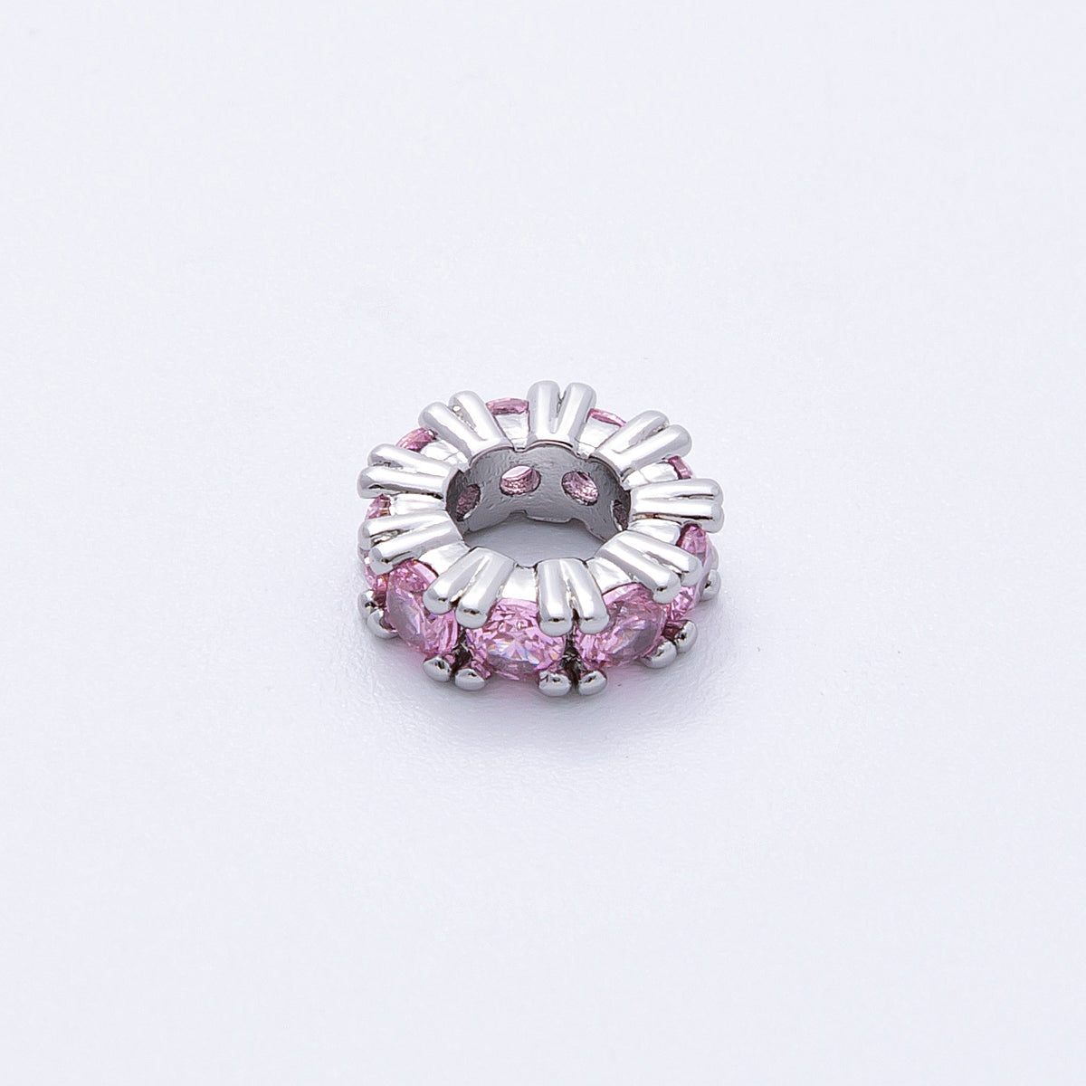 11mm Birthstone Micro Paved CZ Personalized Rondelle Spacer Set | Beads-00051 ~ Beads-00063