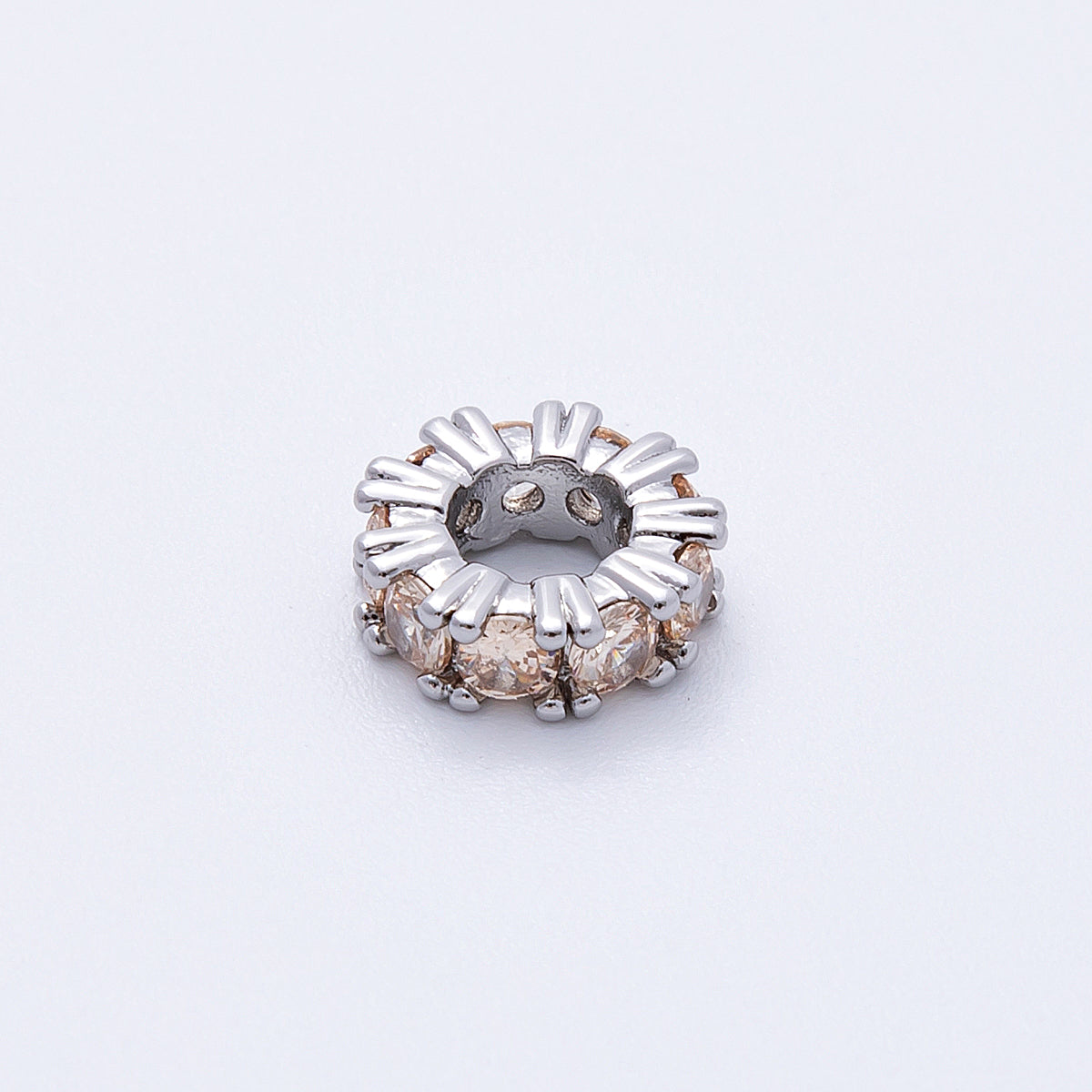 11mm Birthstone Micro Paved CZ Personalized Rondelle Spacer Set | Beads-00051 ~ Beads-00063