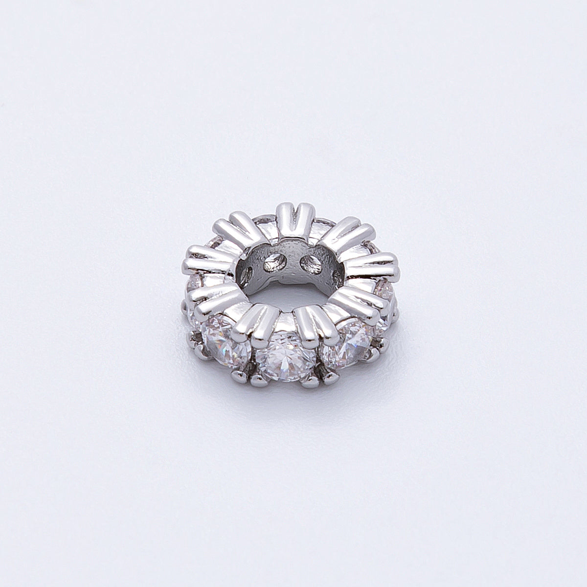 11mm Birthstone Micro Paved CZ Personalized Rondelle Spacer Set | Beads-00051 ~ Beads-00063