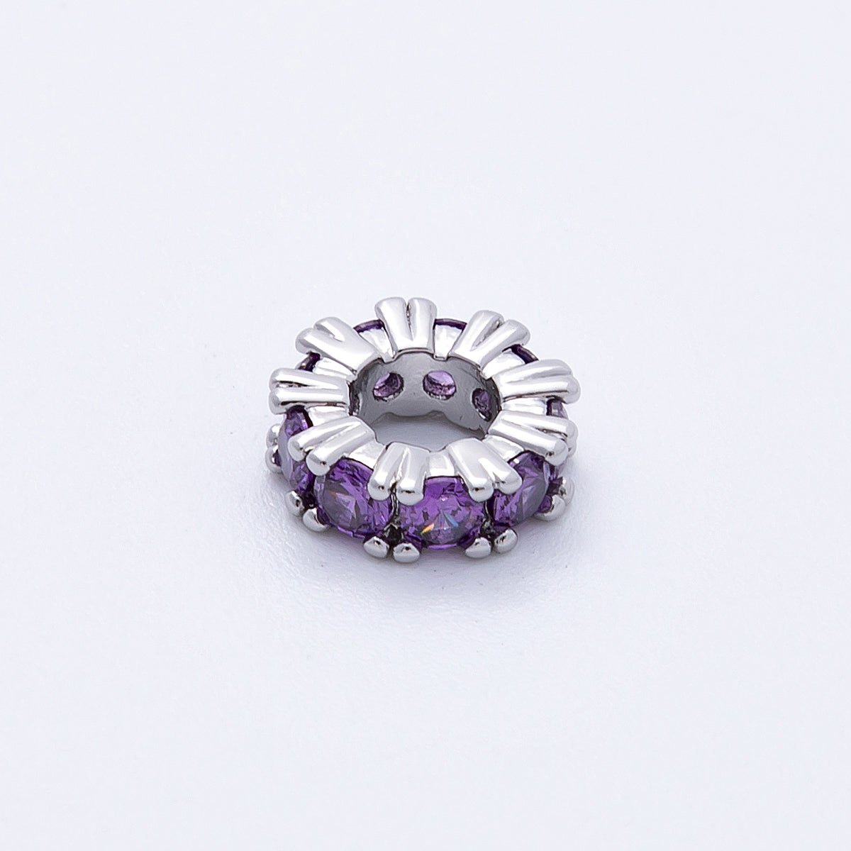 11mm Birthstone Micro Paved CZ Personalized Rondelle Spacer Set | Beads-00051 ~ Beads-00063
