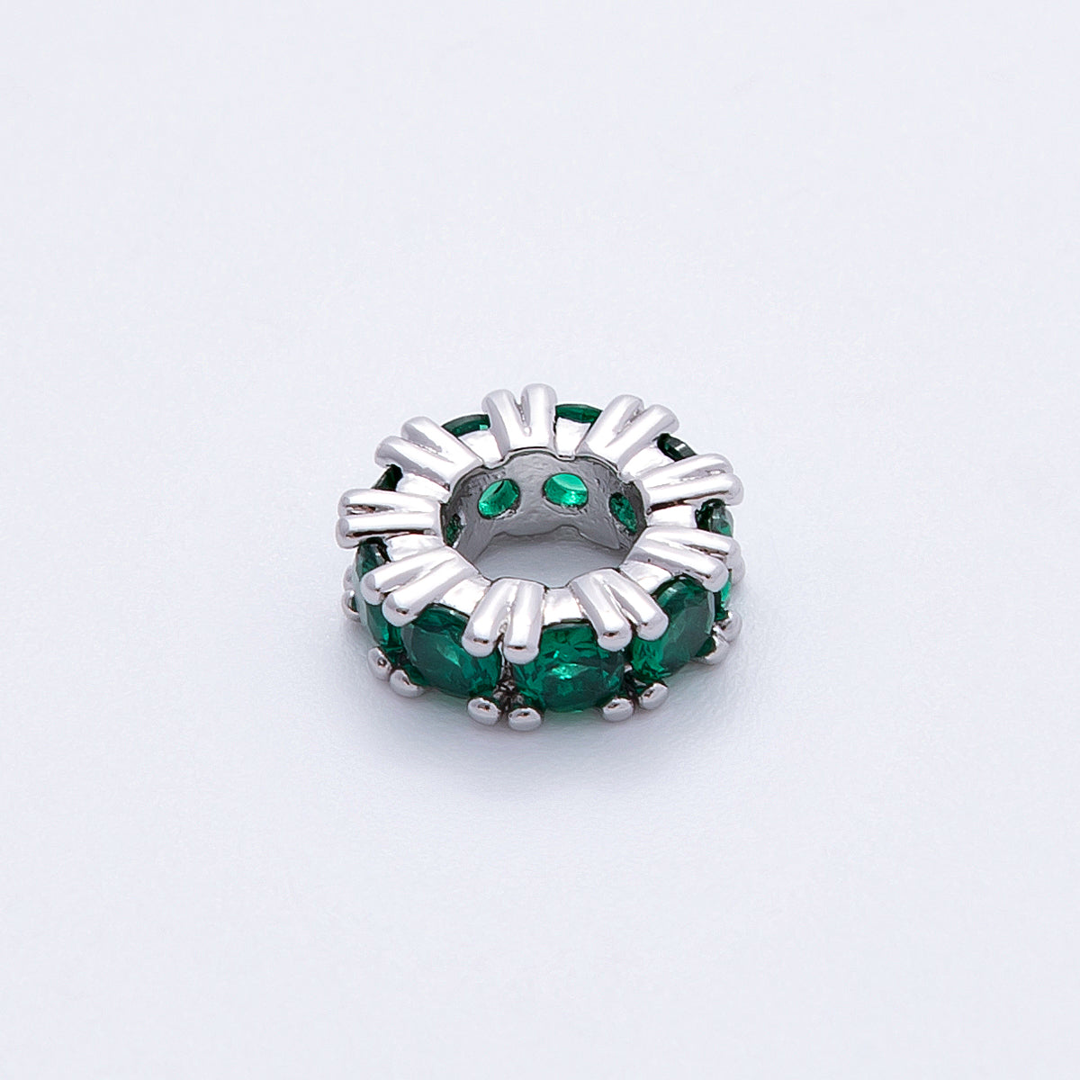 11mm Birthstone Micro Paved CZ Personalized Rondelle Spacer Set | Beads-00051 ~ Beads-00063