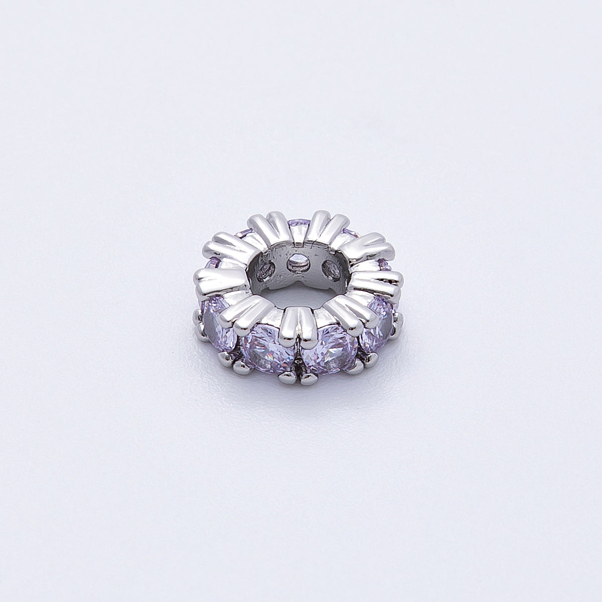 11mm Birthstone Micro Paved CZ Personalized Rondelle Spacer Set | Beads-00051 ~ Beads-00063