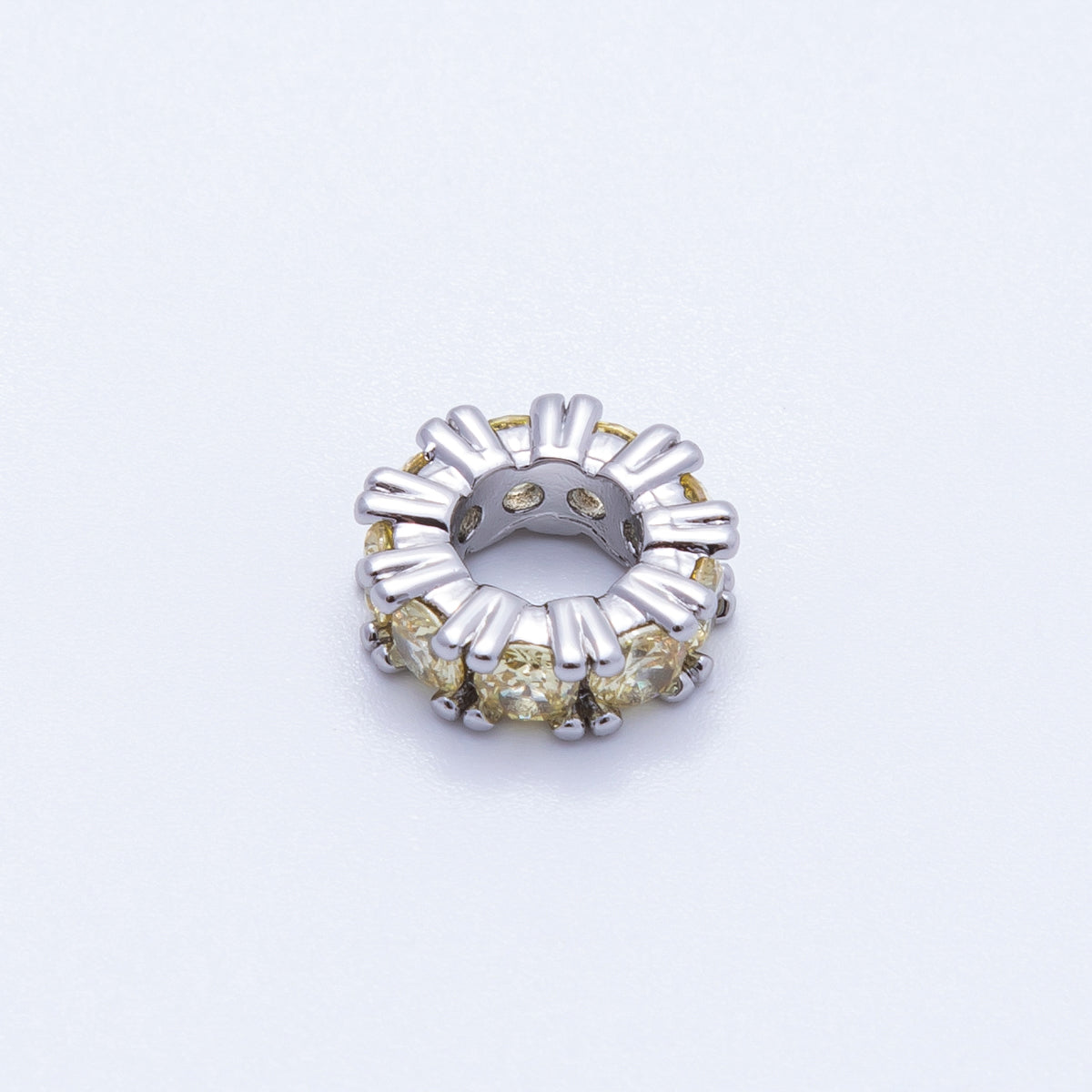 11mm Birthstone Micro Paved CZ Personalized Rondelle Spacer Set | Beads-00051 ~ Beads-00063