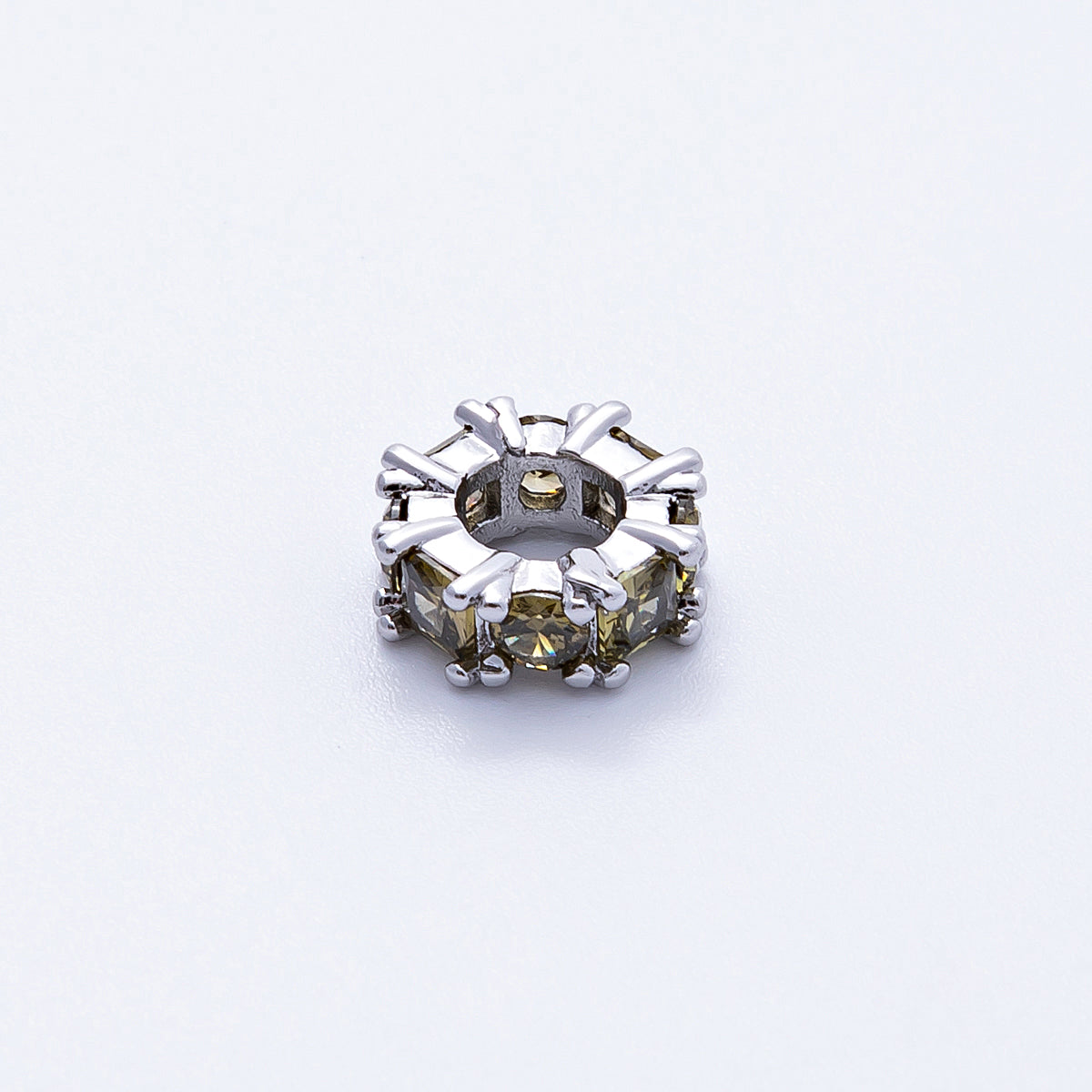 10mm Personalized Baguette Birthstone CZ Rondelle Spacer Set | Beads-00077 ~ Beads-00088