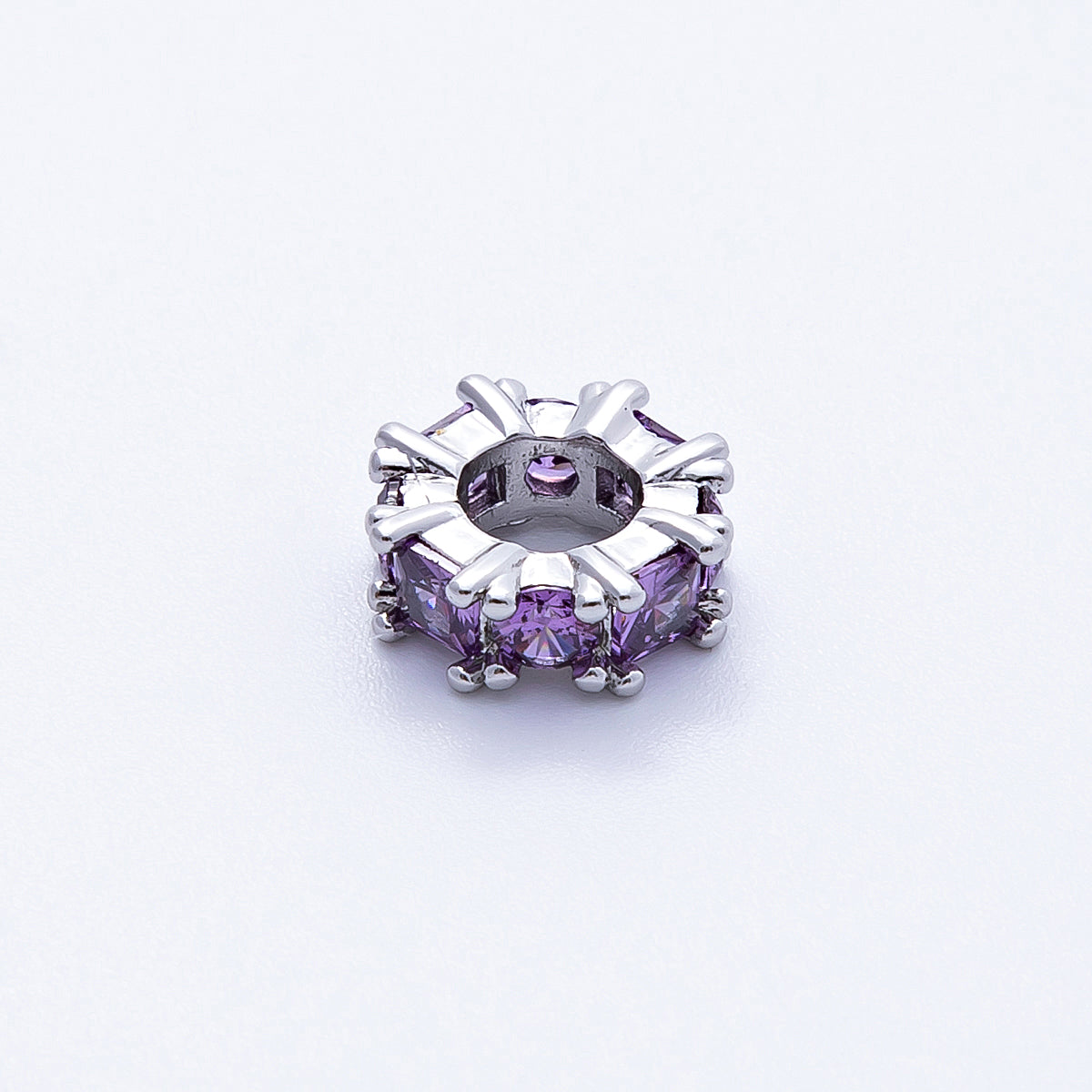 10mm Personalized Baguette Birthstone CZ Rondelle Spacer Set | Beads-00077 ~ Beads-00088