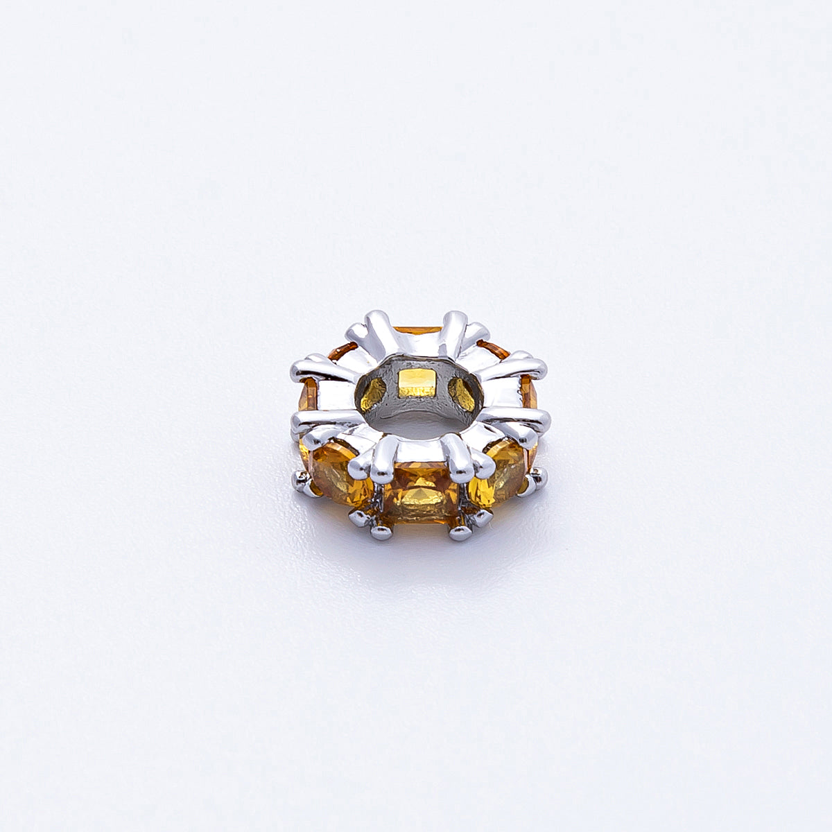 10mm Personalized Baguette Birthstone CZ Rondelle Spacer Set | Beads-00077 ~ Beads-00088