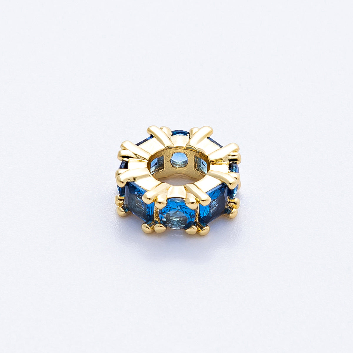 16K Gold Filled 10mm Personalized Baguette Birthstone CZ Rondelle Spacer Set | Beads-00089 - Beads-00100