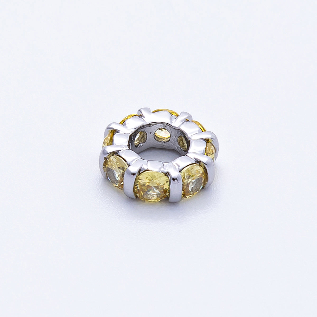 10.5mm Personalized Birthstone Micro Paved Round CZ Rondelle Spacer Set | Beads-00101 ~ Beads-00112