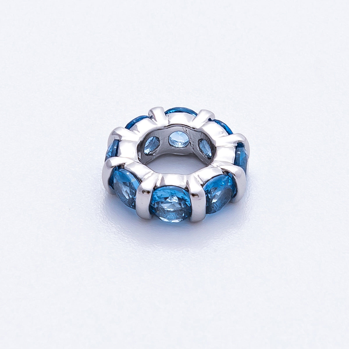 10.5mm Personalized Birthstone Micro Paved Round CZ Rondelle Spacer Set | Beads-00101 ~ Beads-00112