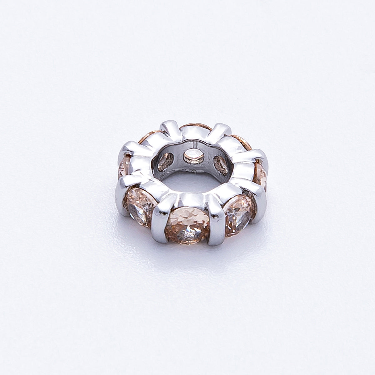 10.5mm Personalized Birthstone Micro Paved Round CZ Rondelle Spacer Set | Beads-00101 ~ Beads-00112