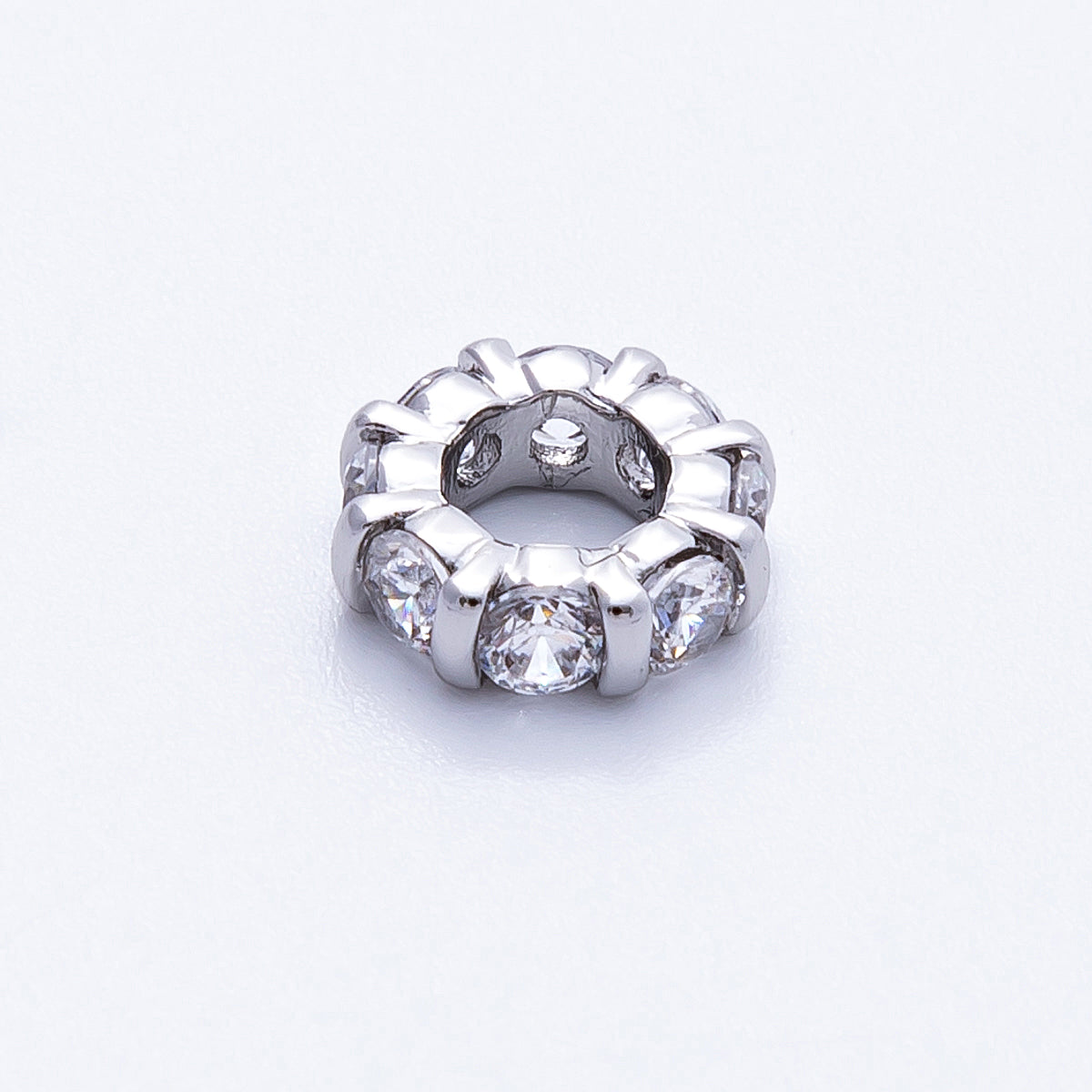 10.5mm Personalized Birthstone Micro Paved Round CZ Rondelle Spacer Set | Beads-00101 ~ Beads-00112