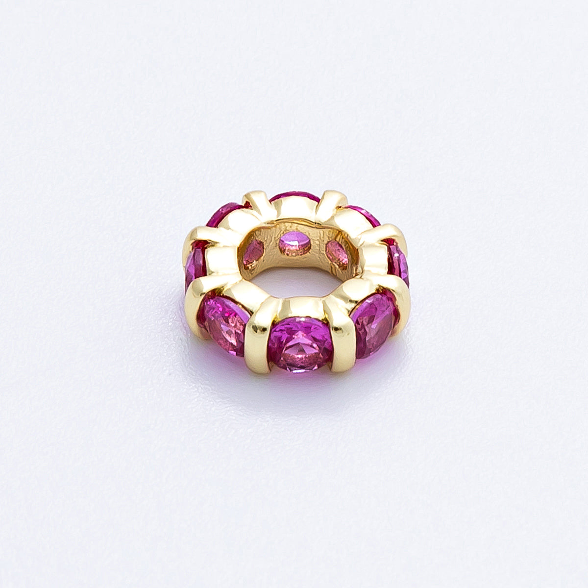 16K Gold Filled 10.5mm Personalized Birthstone Micro Paved Round CZ Rondelle Spacer Set | Beads-00113 - Beads-00124