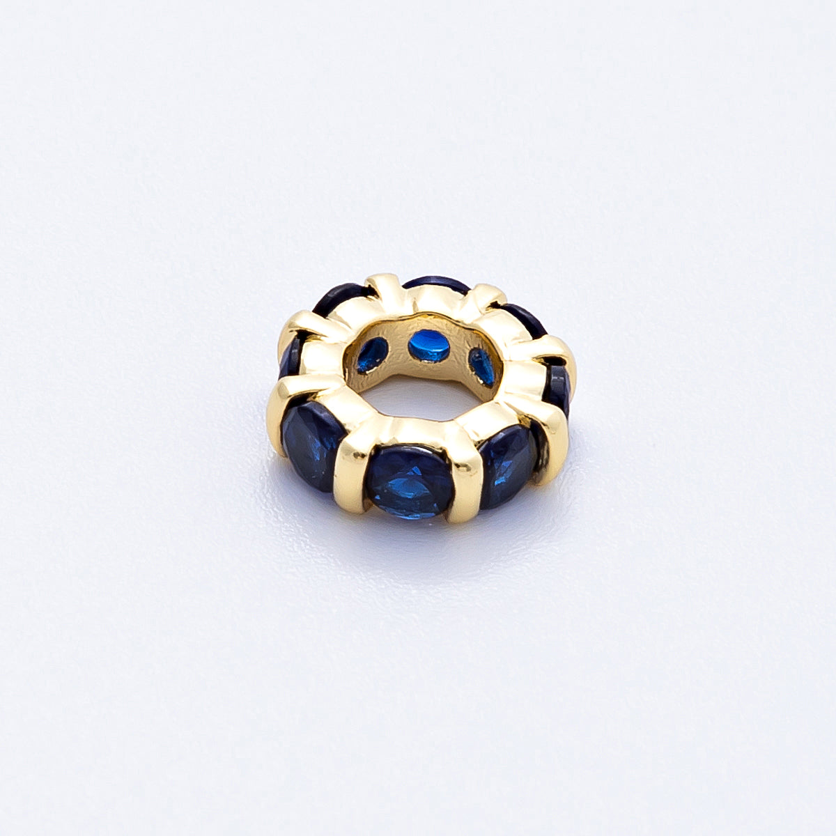 16K Gold Filled 10.5mm Personalized Birthstone Micro Paved Round CZ Rondelle Spacer Set | Beads-00113 - Beads-00124