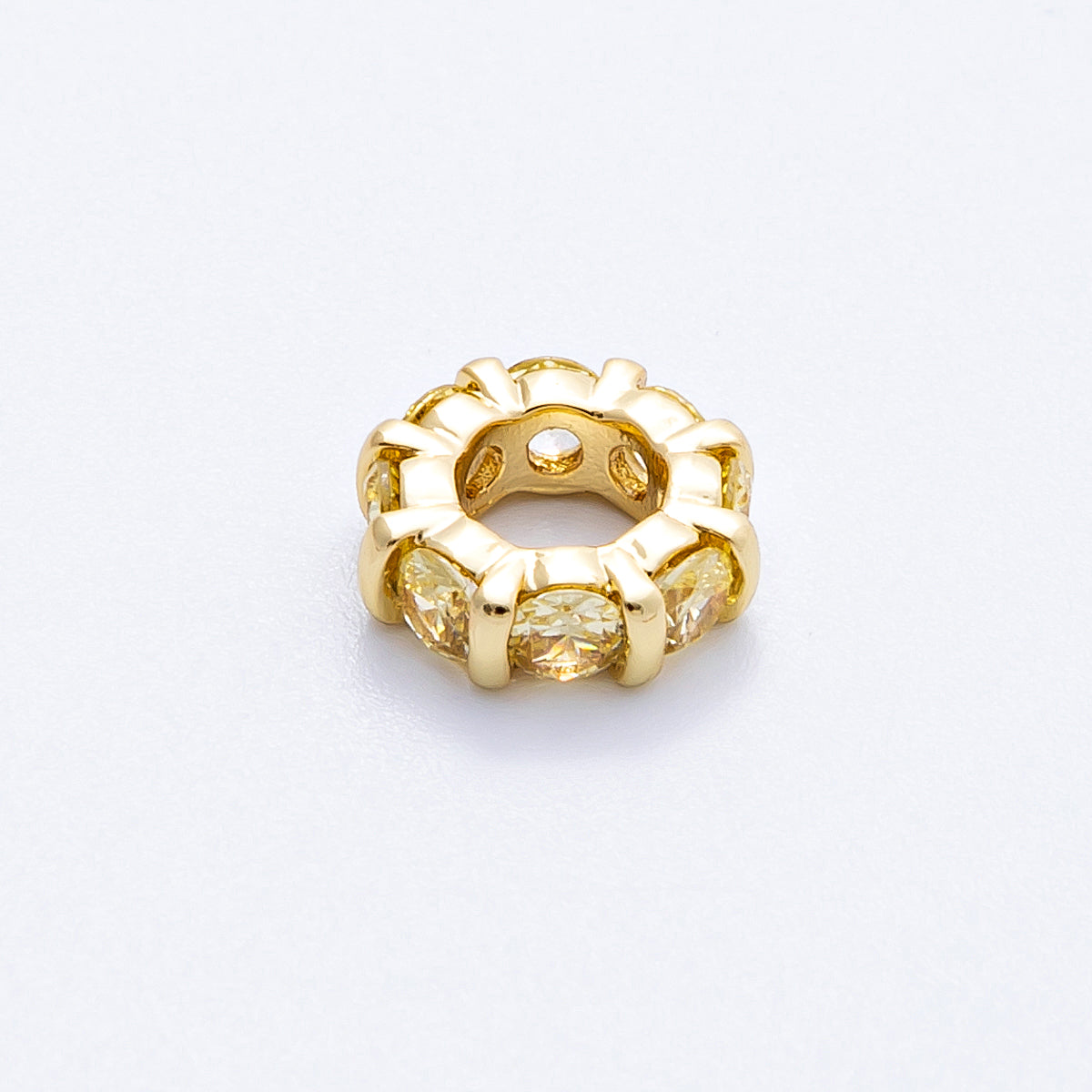 16K Gold Filled 10.5mm Personalized Birthstone Micro Paved Round CZ Rondelle Spacer Set | Beads-00113 - Beads-00124