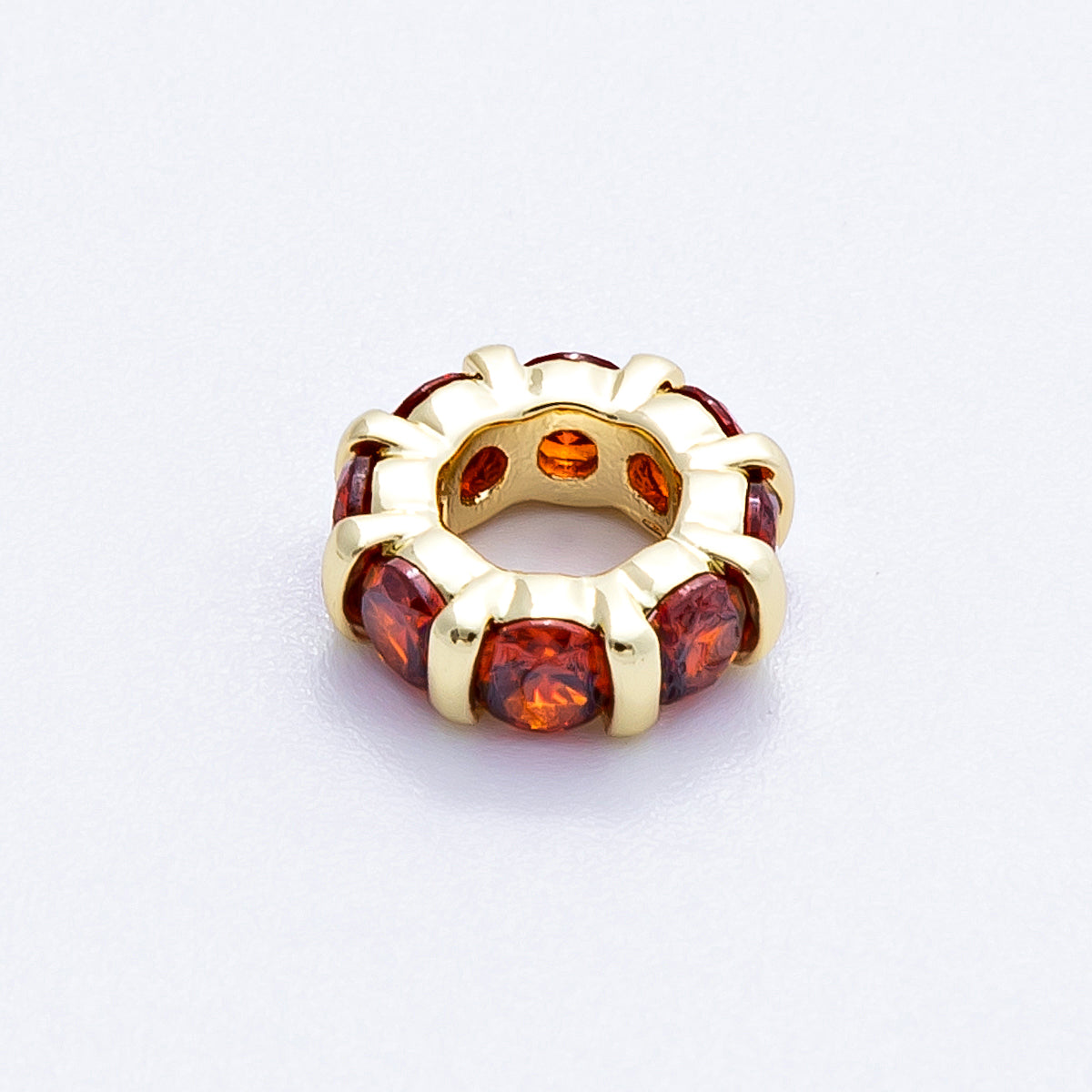 16K Gold Filled 10.5mm Personalized Birthstone Micro Paved Round CZ Rondelle Spacer Set | Beads-00113 - Beads-00124