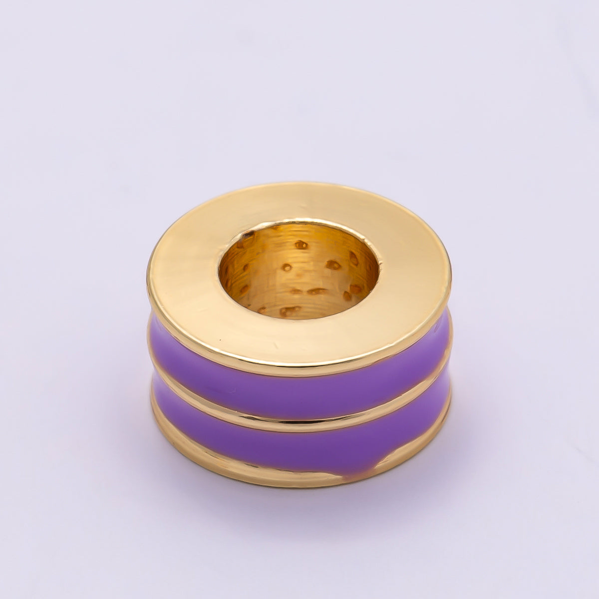 16K Gold Filled 10mm Enamel Double Lined Rondelle Spacer Beads | Beads-00327 ~ Beads-00338