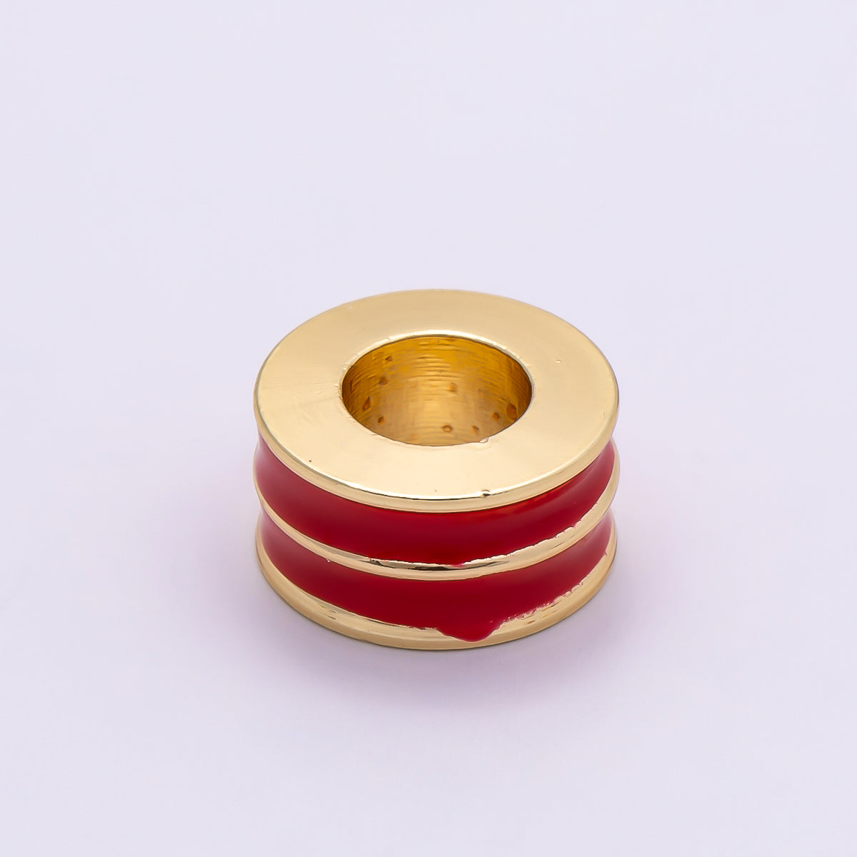 16K Gold Filled 10mm Enamel Double Lined Rondelle Spacer Beads | Beads-00327 ~ Beads-00338