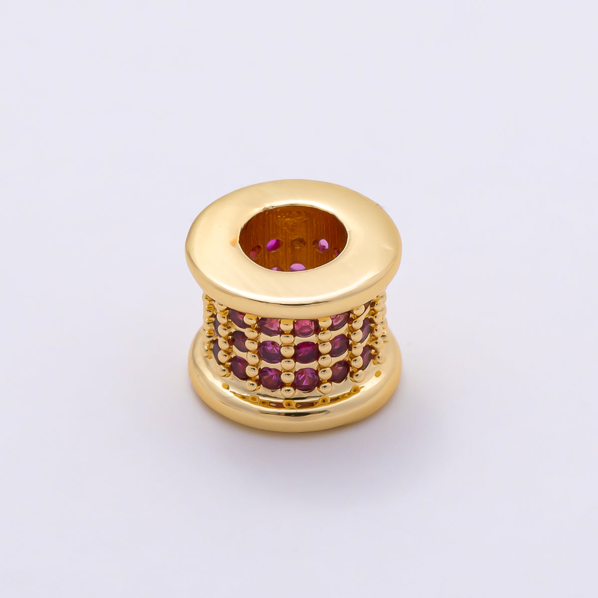 16K Gold Filled 7.5mm Birthstone Micro Paved CZ Wide Spacer Beads | Beads-00351 ~ Beads-00362