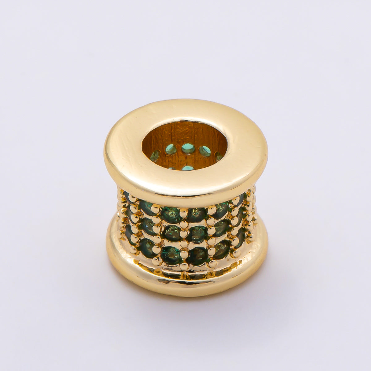 16K Gold Filled 7.5mm Birthstone Micro Paved CZ Wide Spacer Beads | Beads-00351 ~ Beads-00362
