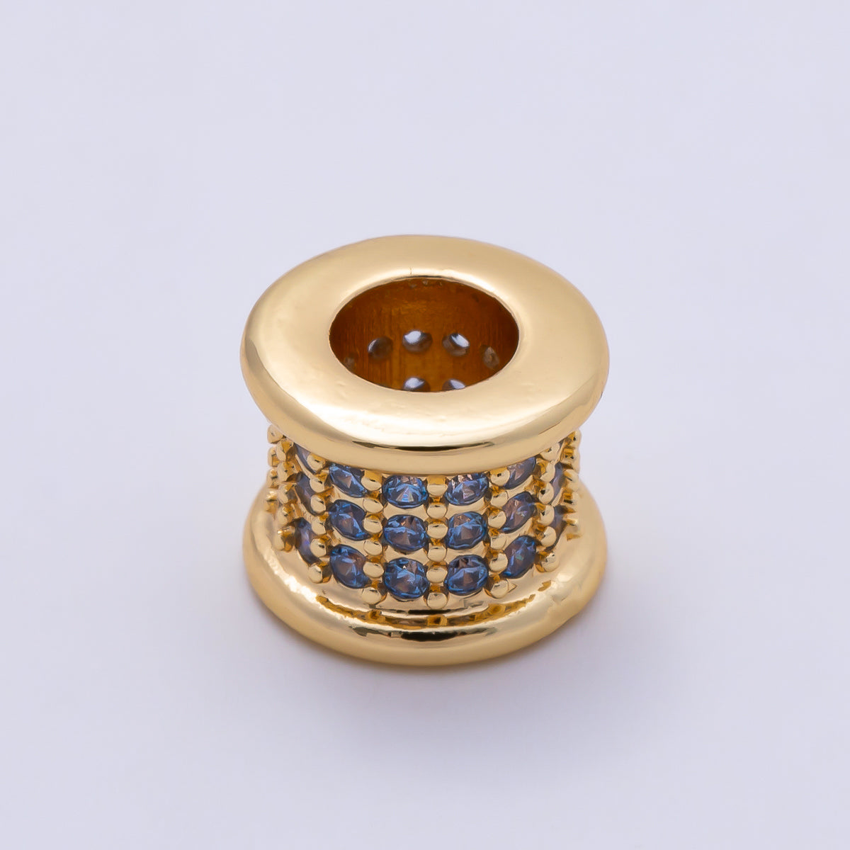 16K Gold Filled 7.5mm Birthstone Micro Paved CZ Wide Spacer Beads | Beads-00351 ~ Beads-00362