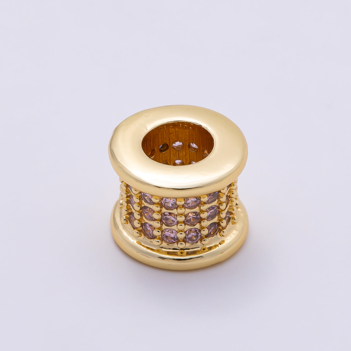 16K Gold Filled 7.5mm Birthstone Micro Paved CZ Wide Spacer Beads | Beads-00351 ~ Beads-00362