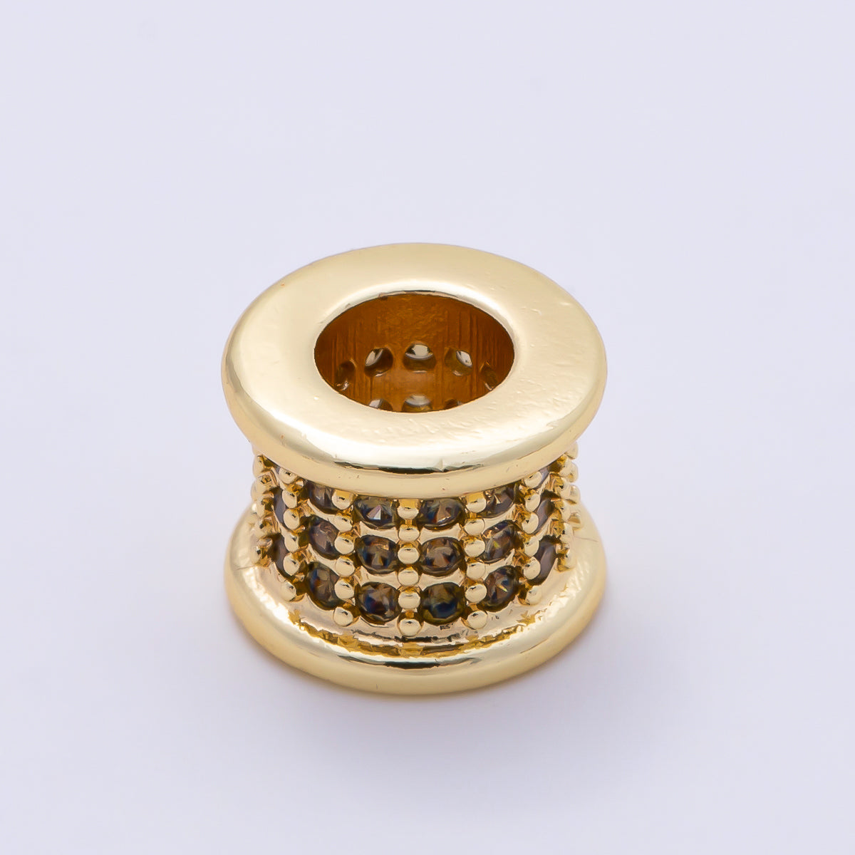 16K Gold Filled 7.5mm Birthstone Micro Paved CZ Wide Spacer Beads | Beads-00351 ~ Beads-00362