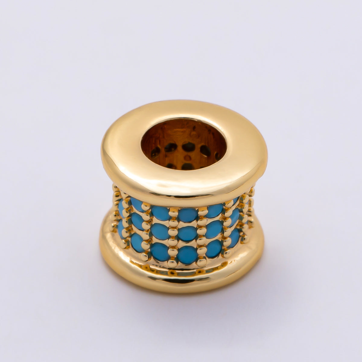 16K Gold Filled 7.5mm Birthstone Micro Paved CZ Wide Spacer Beads | Beads-00351 ~ Beads-00362