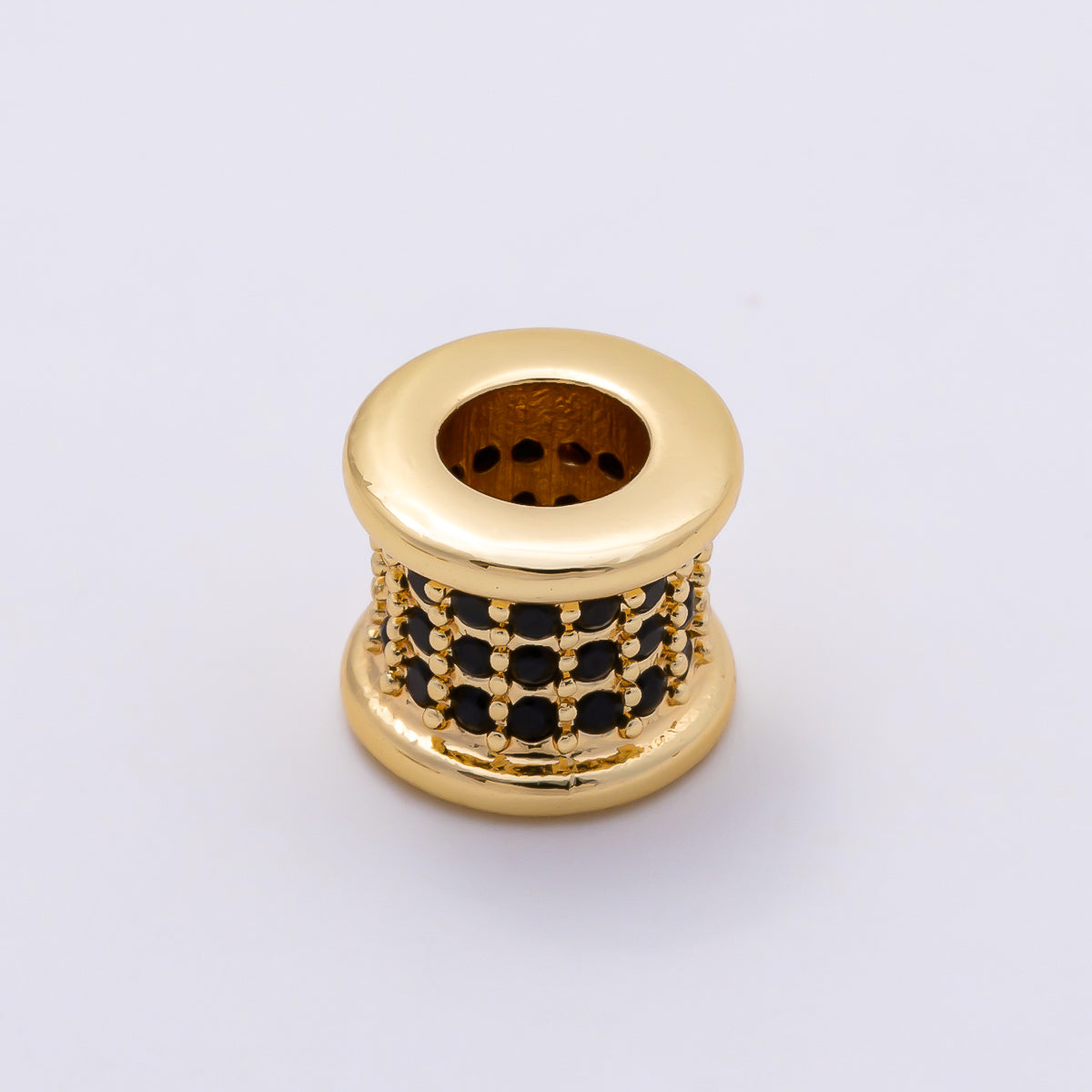 16K Gold Filled 7.5mm Birthstone Micro Paved CZ Wide Spacer Beads | Beads-00351 ~ Beads-00362