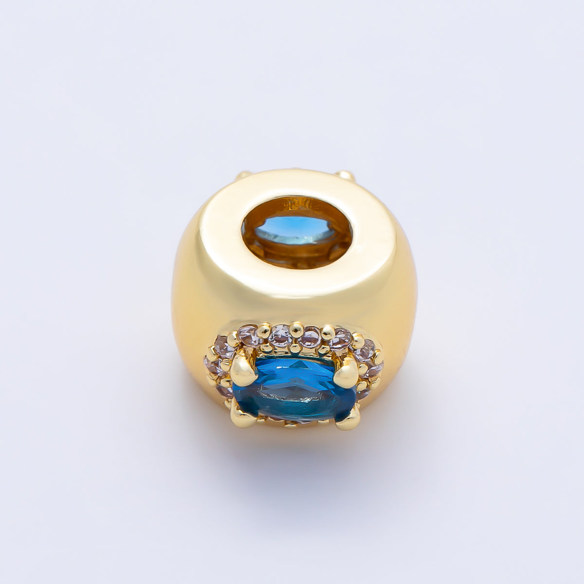 16K Gold Filled 10mm Birthstone Oval Micro Paved CZ Chubby Rondelle Bead | Beads-00375 ~ Beads-00386