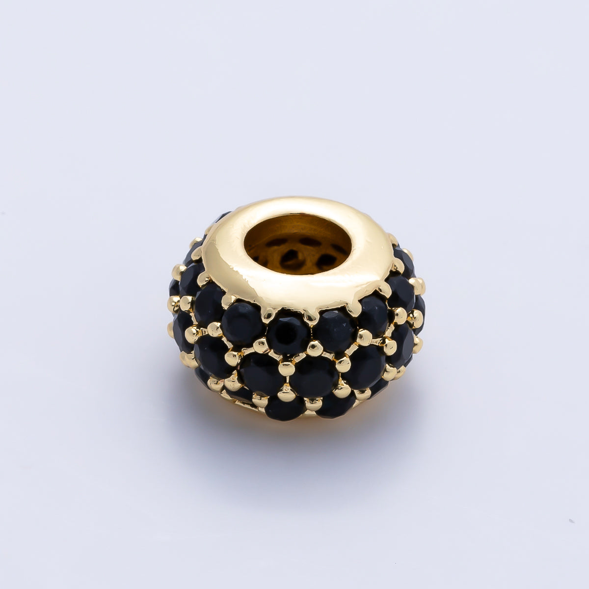 16K Gold Filled 10.5mm Micro Paved CZ Chubby Rondelle Bead | Beads-00387 ~ Beads-00398