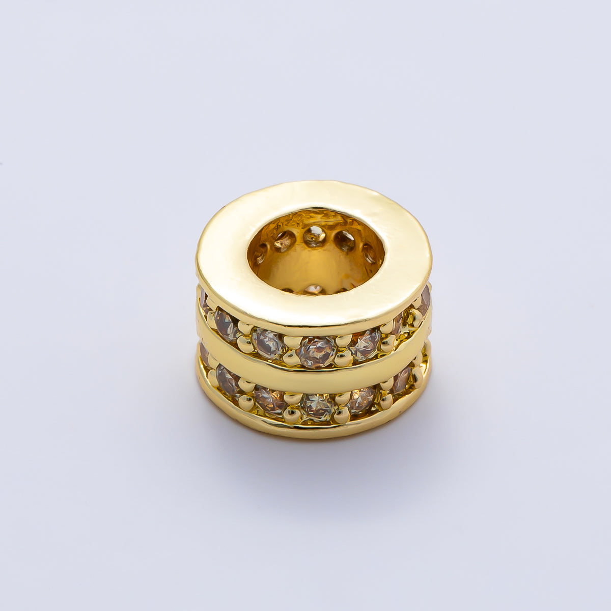 16K Gold Filled 8.7mm Double Lined Micro Paved CZ Birthstone Rondelle Bead | Beads-00400 ~ Beads-00411