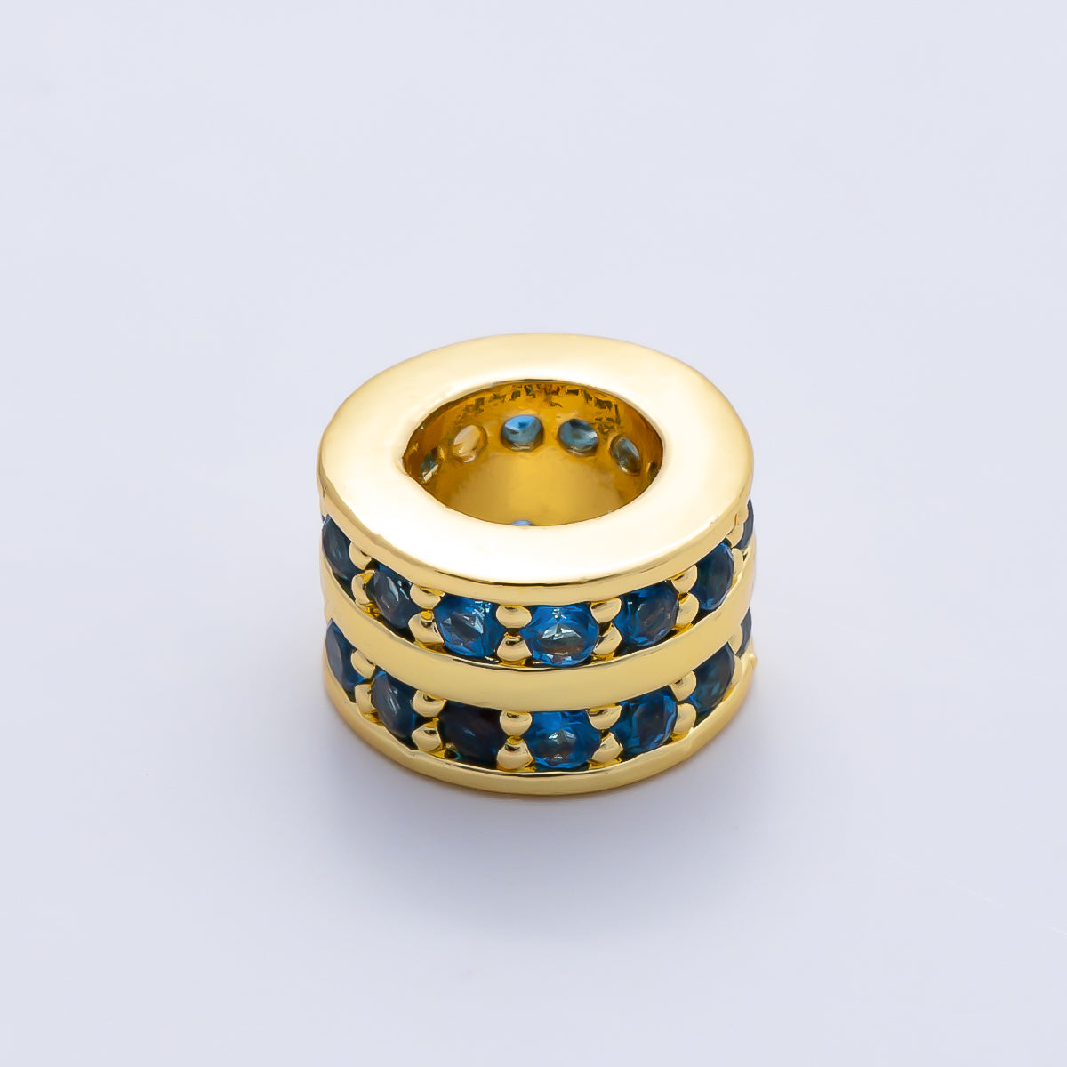 16K Gold Filled 8.7mm Double Lined Micro Paved CZ Birthstone Rondelle Bead | Beads-00400 ~ Beads-00411