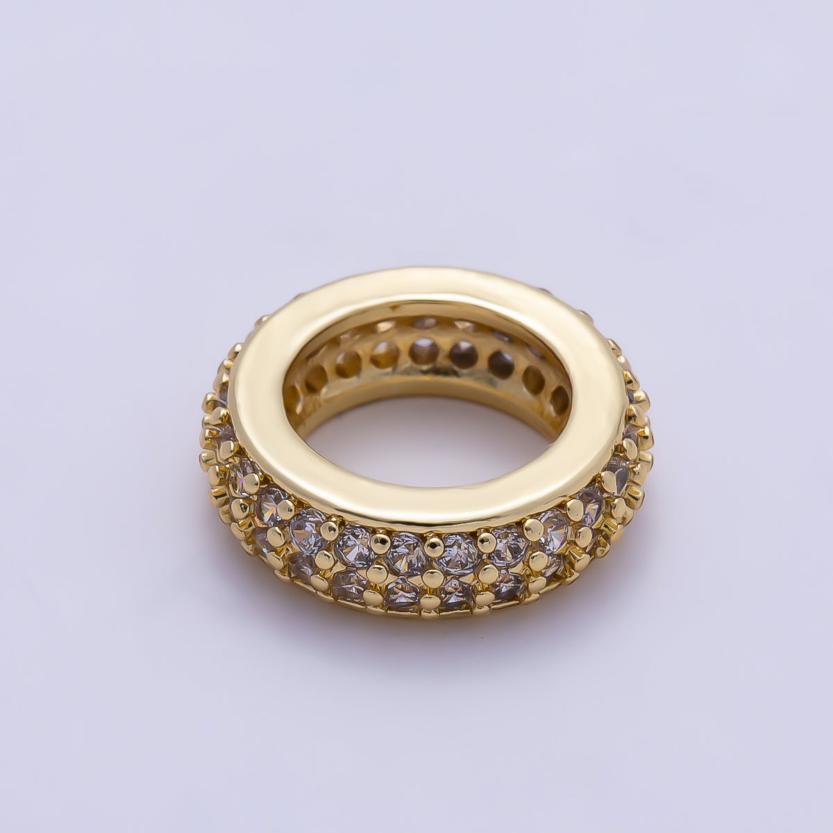 16K Gold Filled 12mm Micro Paved CZ Thin Rondelle Bead | Beads-00482 ~ Beads-00487