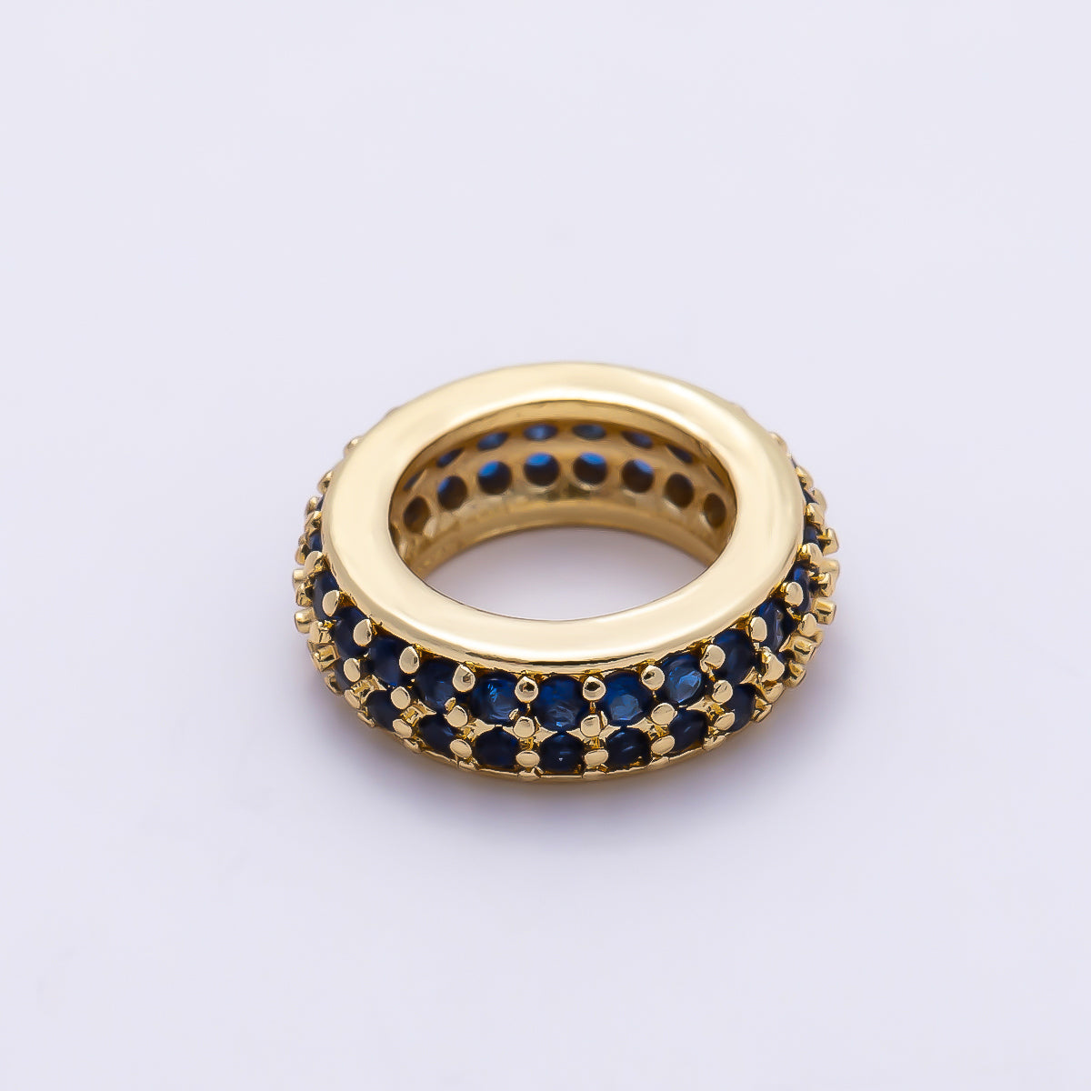 16K Gold Filled 12mm Micro Paved CZ Thin Rondelle Bead | Beads-00482 ~ Beads-00487