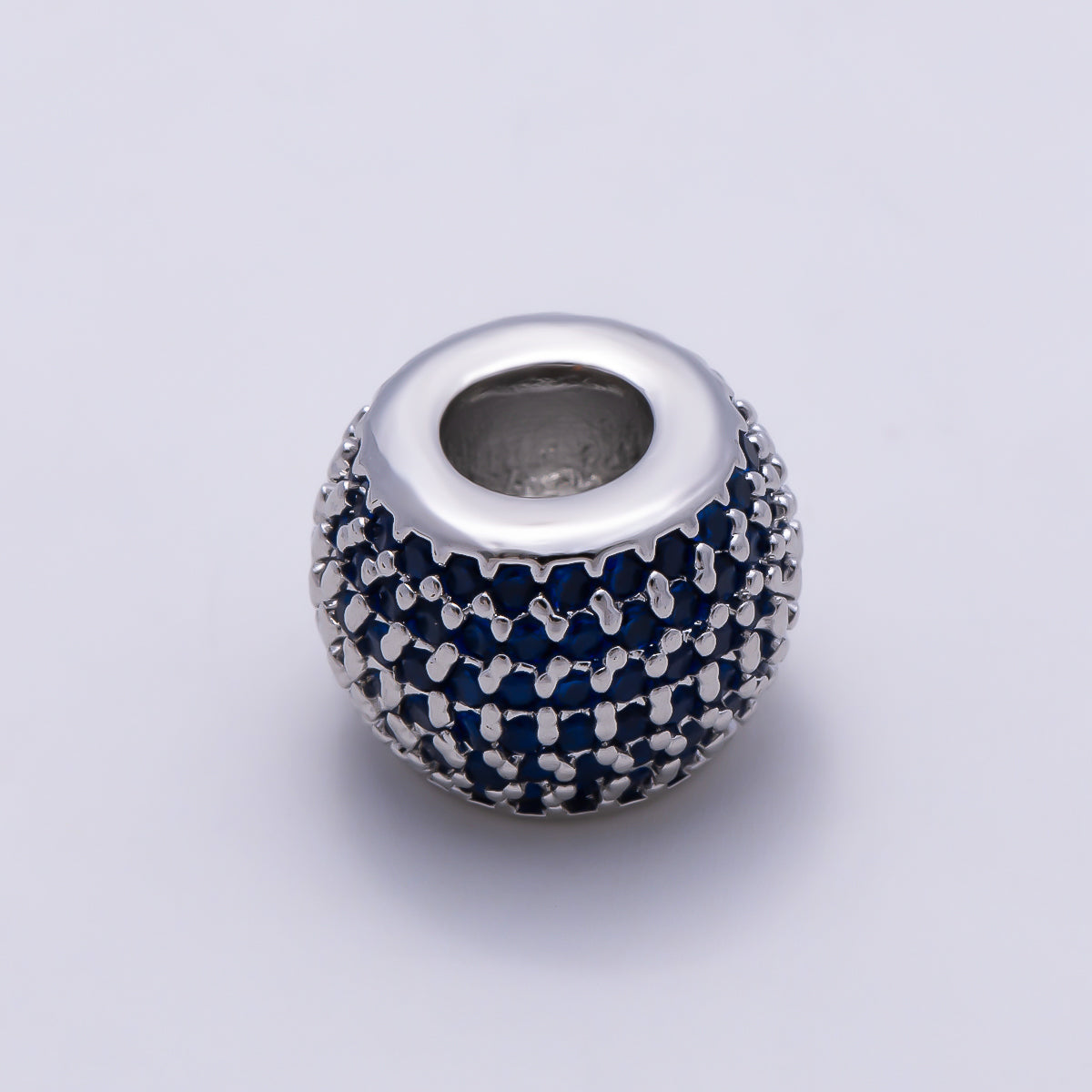 16K Gold Filled 9mm Black, Blue, Turquoise Micro Paved CZ Wide Large Hole Rondelle Bead in Gold & Silver | Beads-00521 ~ Beads-00526