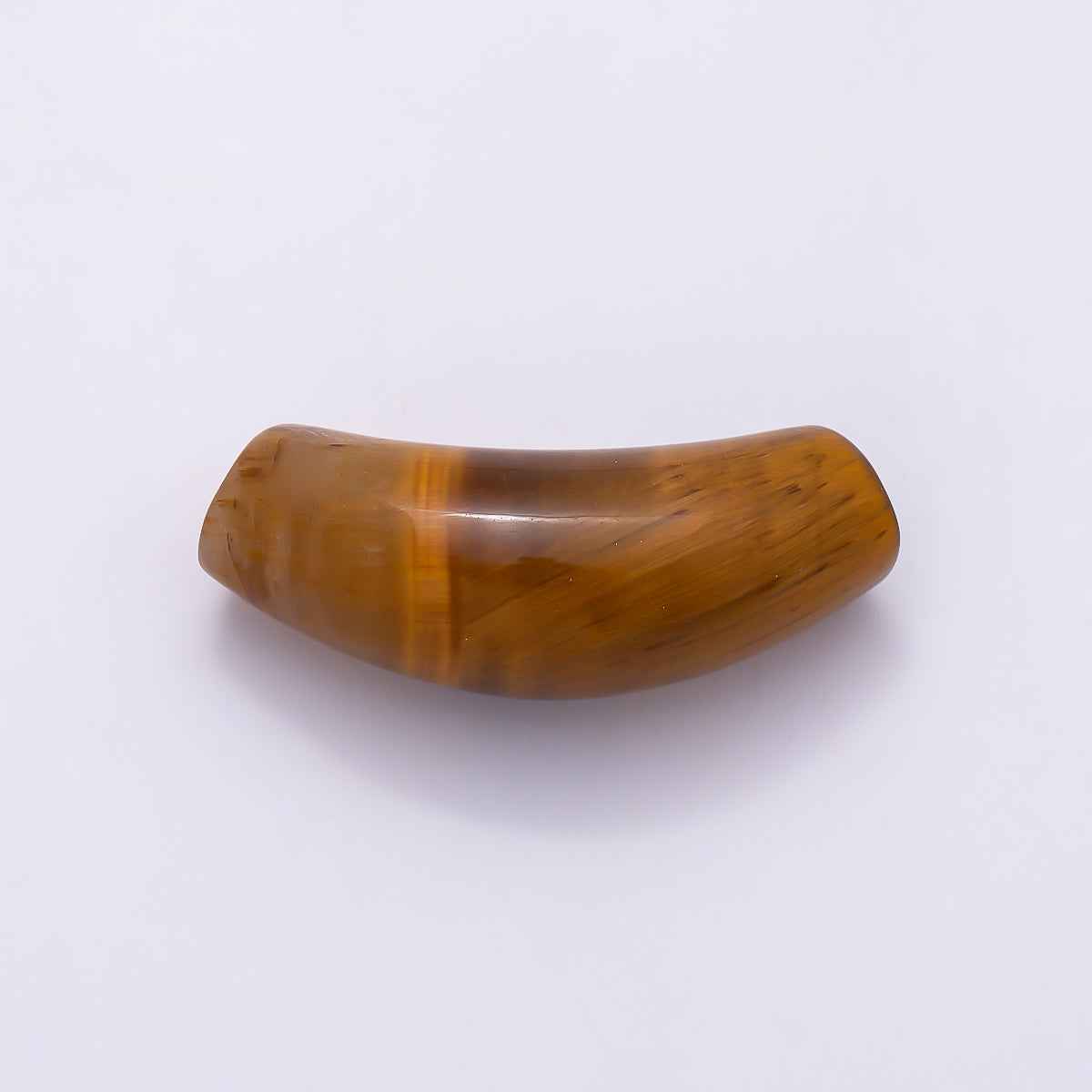 28mm x 12mm Tiger Eye, Aventurine Gemstone Slide Curved Tube Pendant | Beads-00529 Beads-00530