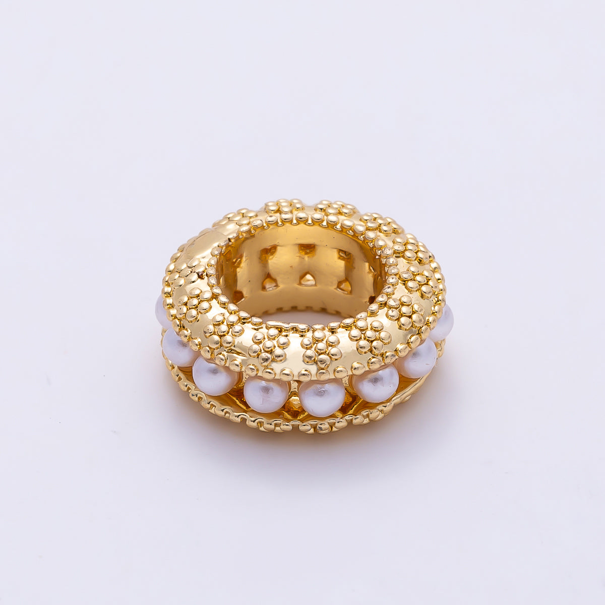 16K Gold Filled 5mm Shell Pearl Lined Rondelle Bead | Beads-00536