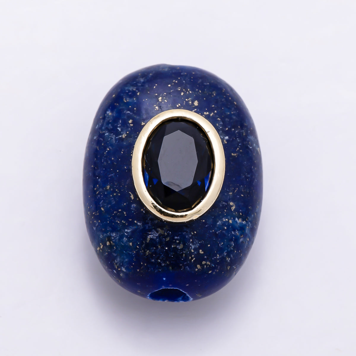 16K Gold Filled 20mm Natural Gemstone Multicolor CZ Bezel Oval Beads | Beads-00544 ~ Beads-00551