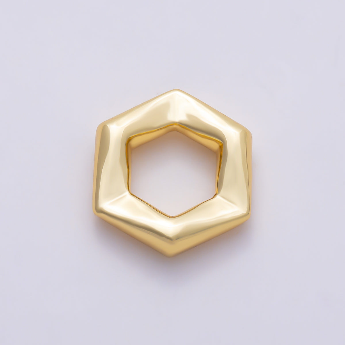 16K Gold Filled 15mm Modern Geometric Hexagonal Spacer Bead | Beads-00563 - Beads-00564