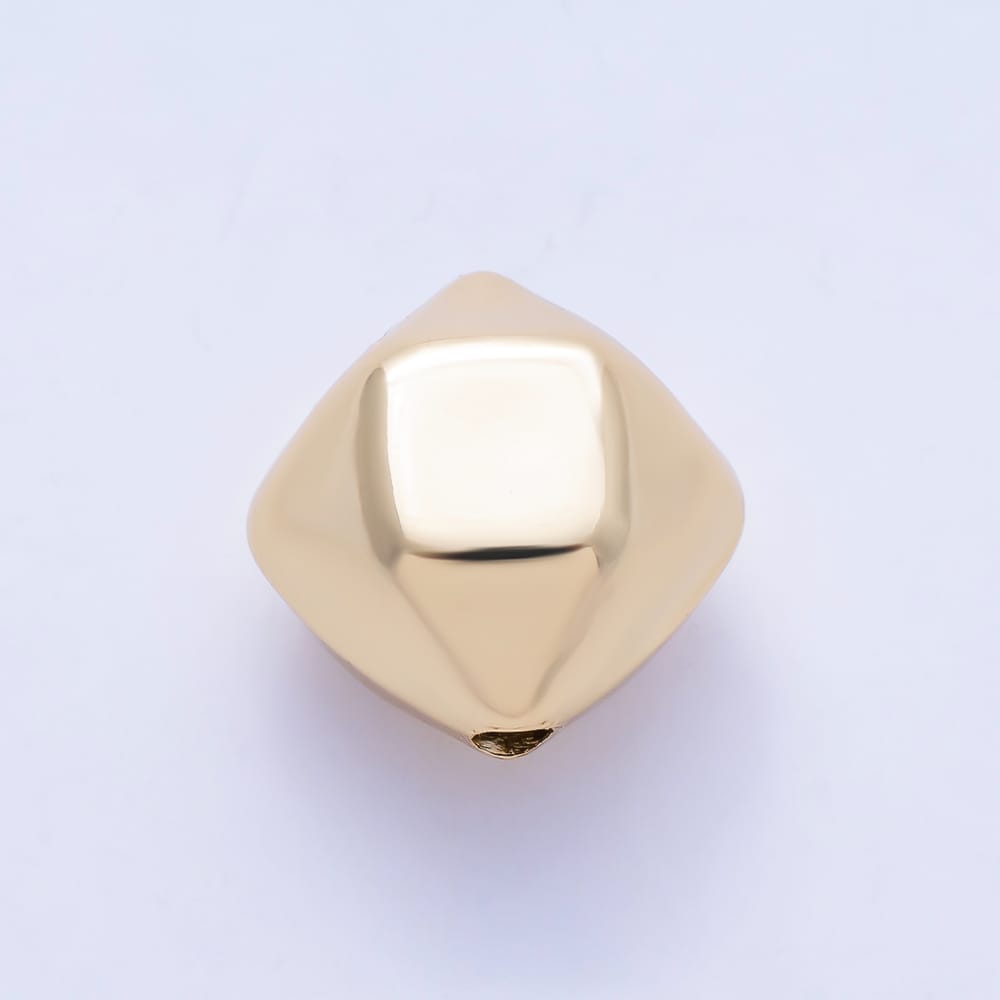 16K Gold Filled 15mm Smooth Rhombus Bicone Geometric Spacer Bead | Beads-00580